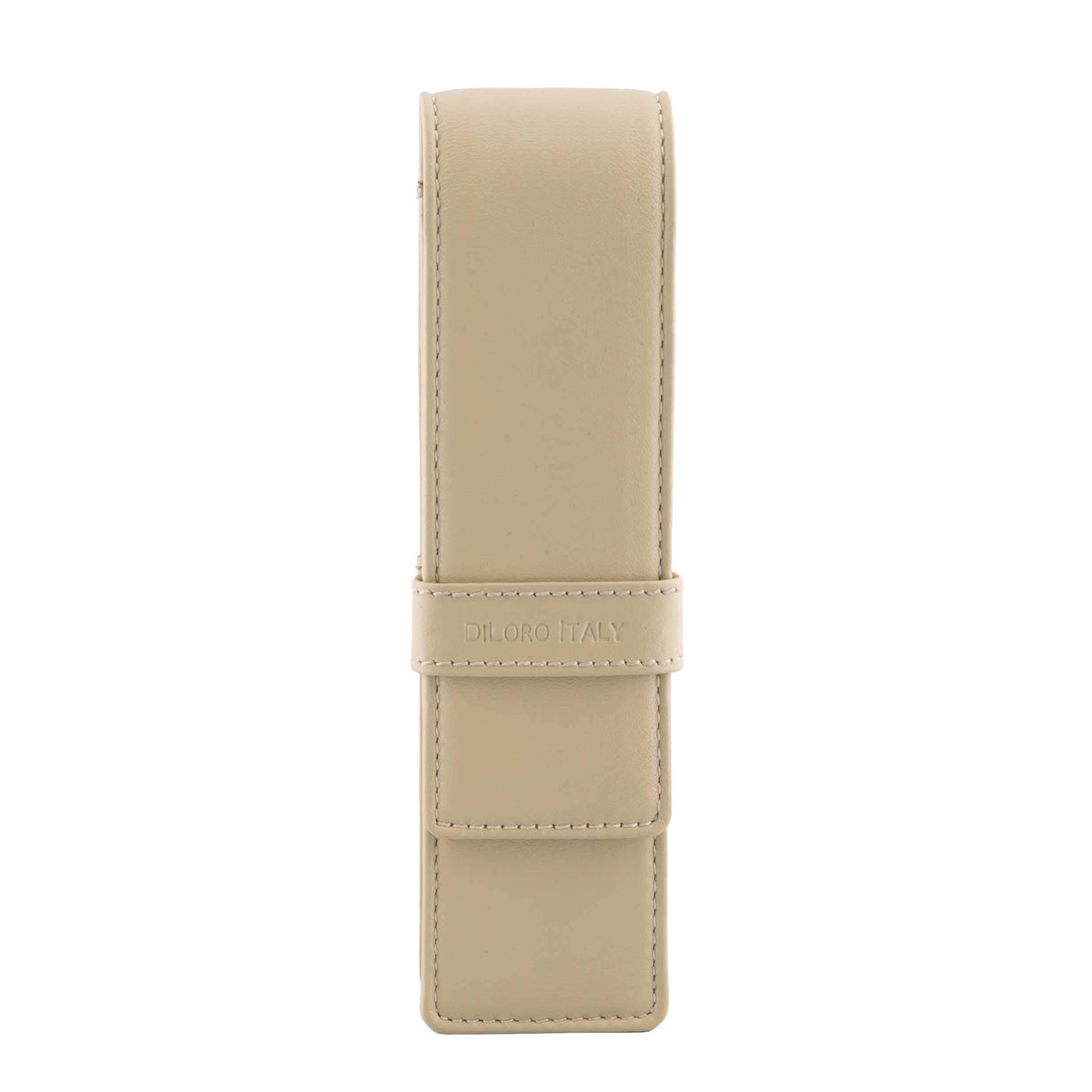 DiLoro Leather Double Pen Case Pencil Pouch Holder for Two Fountain Ballpoint Rollerball Pens and