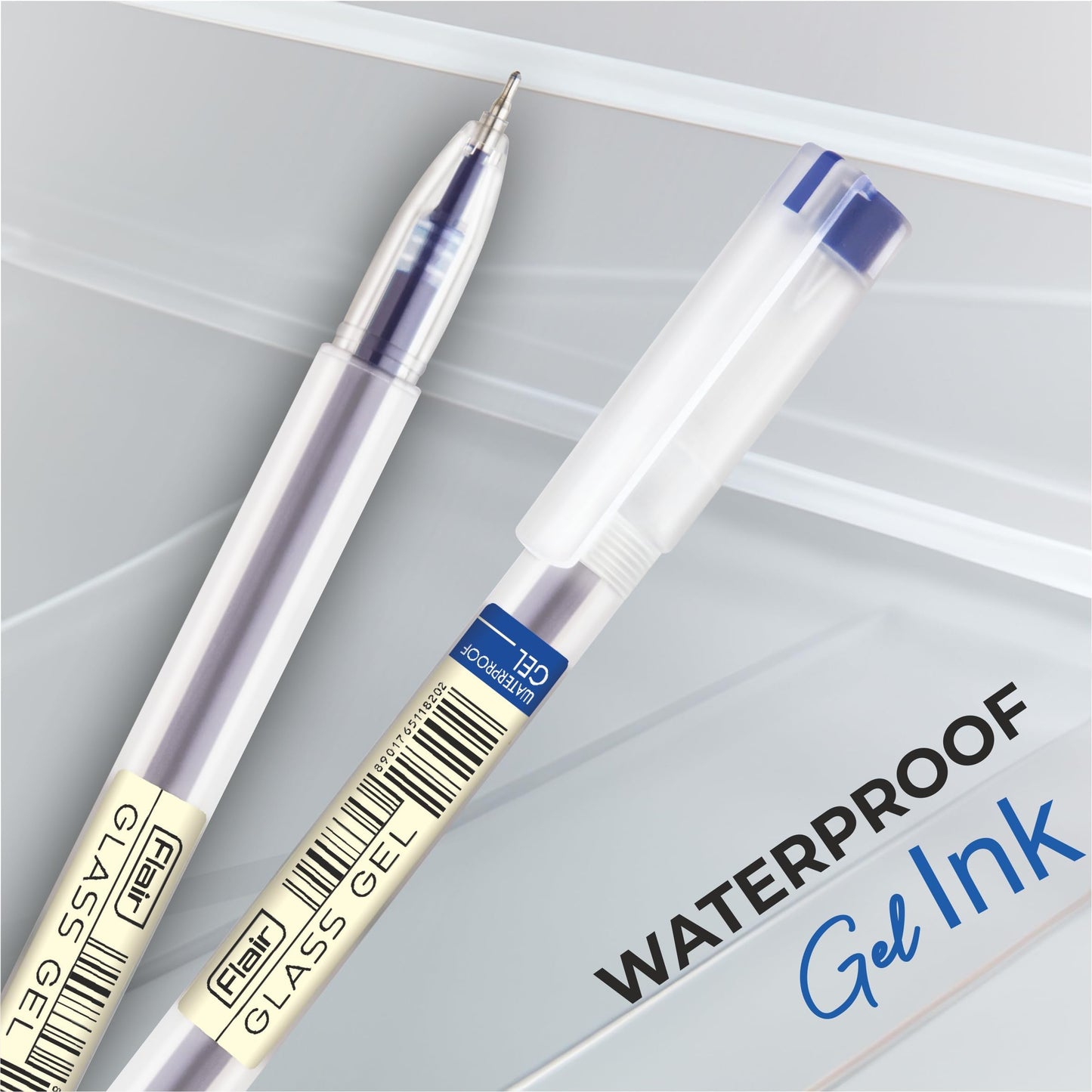 FLAIR Glass Gel Pen Wallet Pack | Tip Size 0.6 mm | Water Proof Ink For Smooth Flow System |
