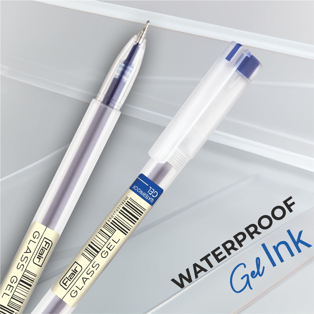 FLAIR Glass Gel Pen Wallet Pack | Tip Size 0.6 mm | Water Proof Ink For Smooth Flow System |
