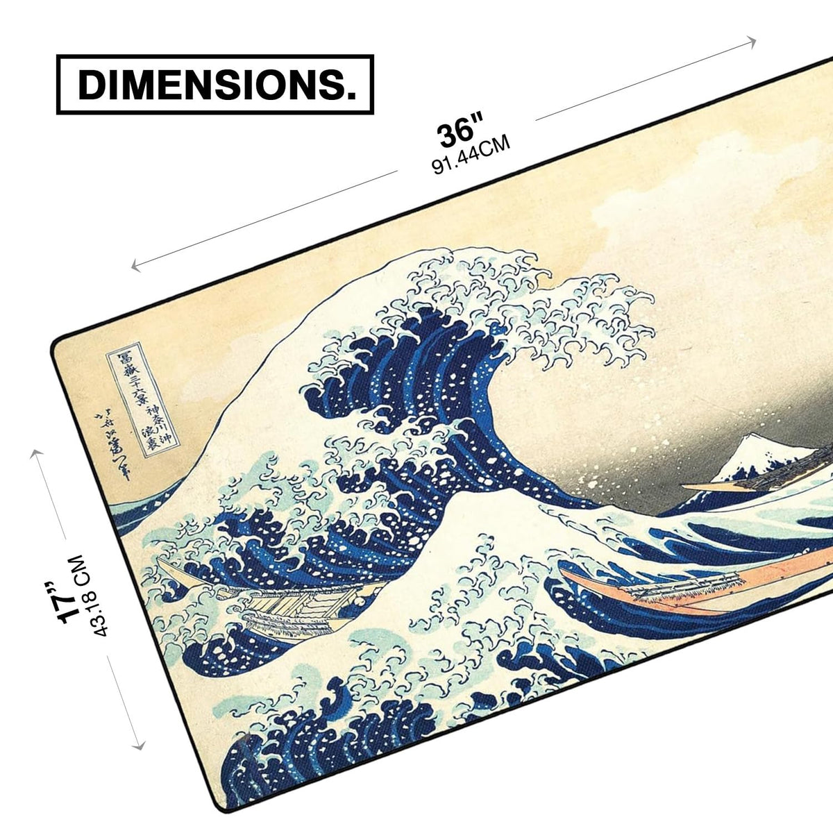 MPCO. Great Wave Large Gaming Desk Pad, 36" x 17" Duraglyde Fabric Desk Mat