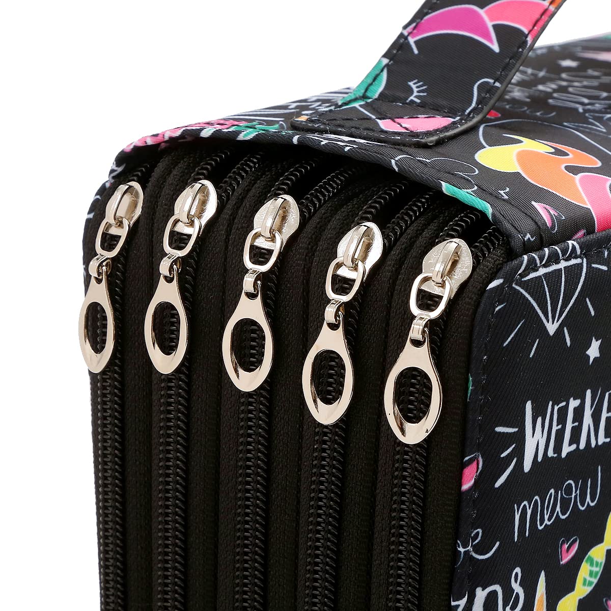 Lbxgap 250 Slots Pencil Case 5-Layer Zipped Holder w/Handle