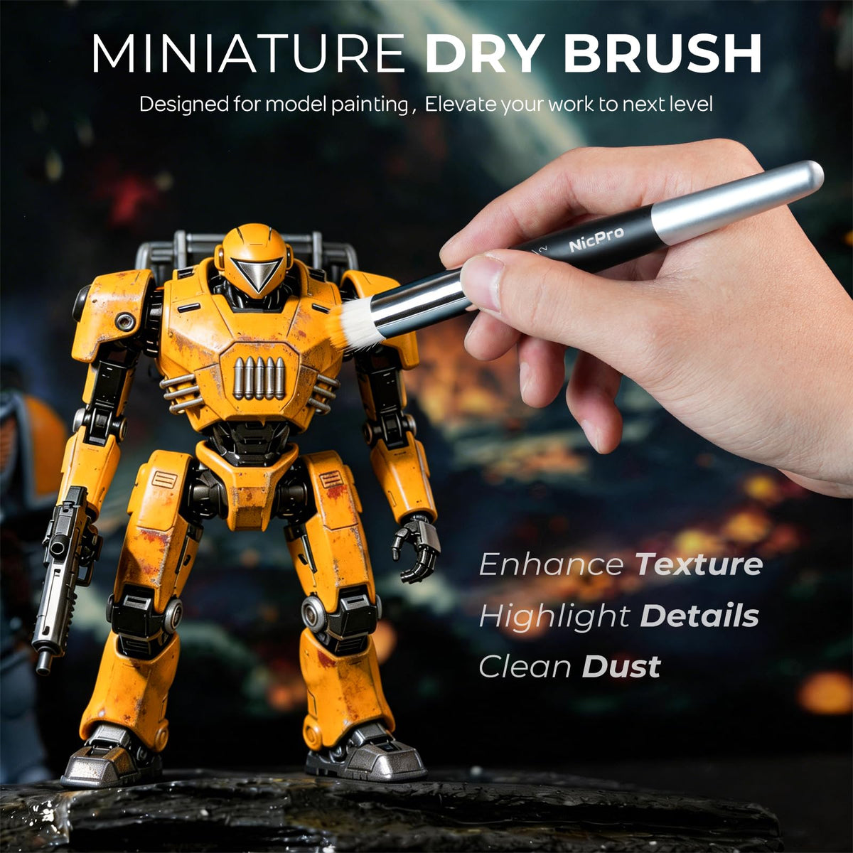 Nicpro Miniature Paint Brushes Drybrush - 31PCS Model Paint Brush Set