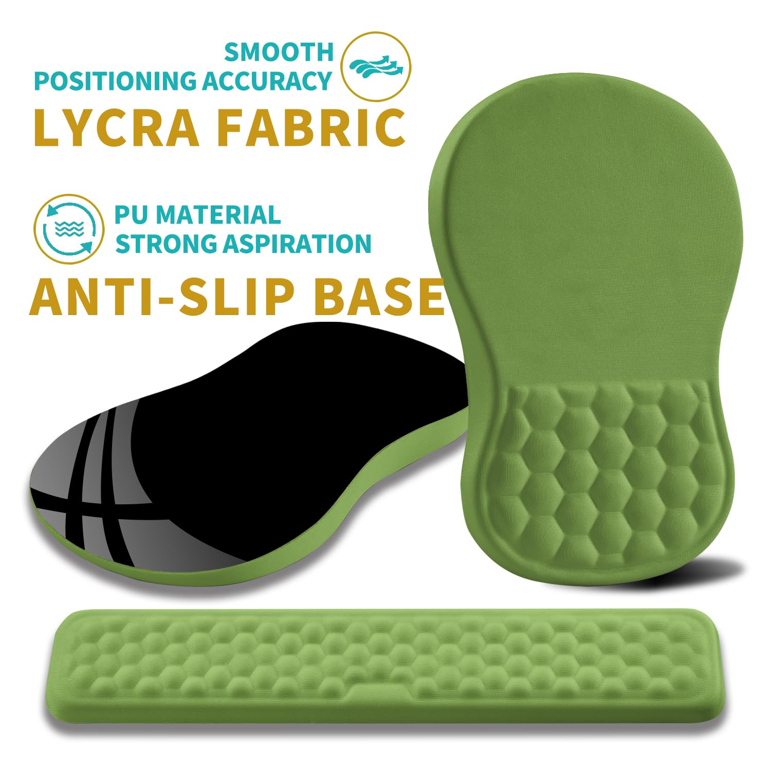 Hokafenle 2 in 1 Ergonomic Mouse Pad Wrist Support & Wrist Rest for Computer Keyboard Set, with