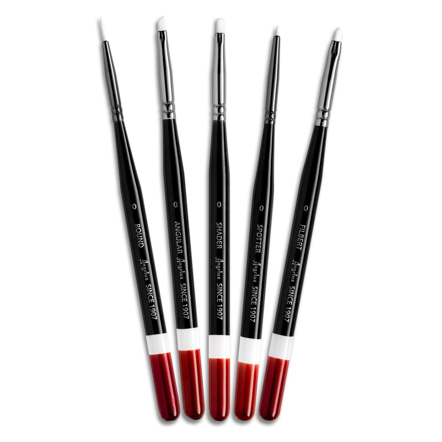 Angelus Micro Detail Paint Brush Set of 5 Synthetic Fibers, Ideal for Acrylic, Leather, Model