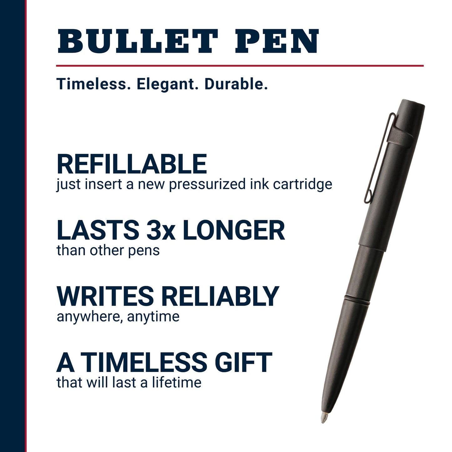 Fisher Space Pen Matte Black X-Mark Flat Cap Bullet Pen, Compact Size