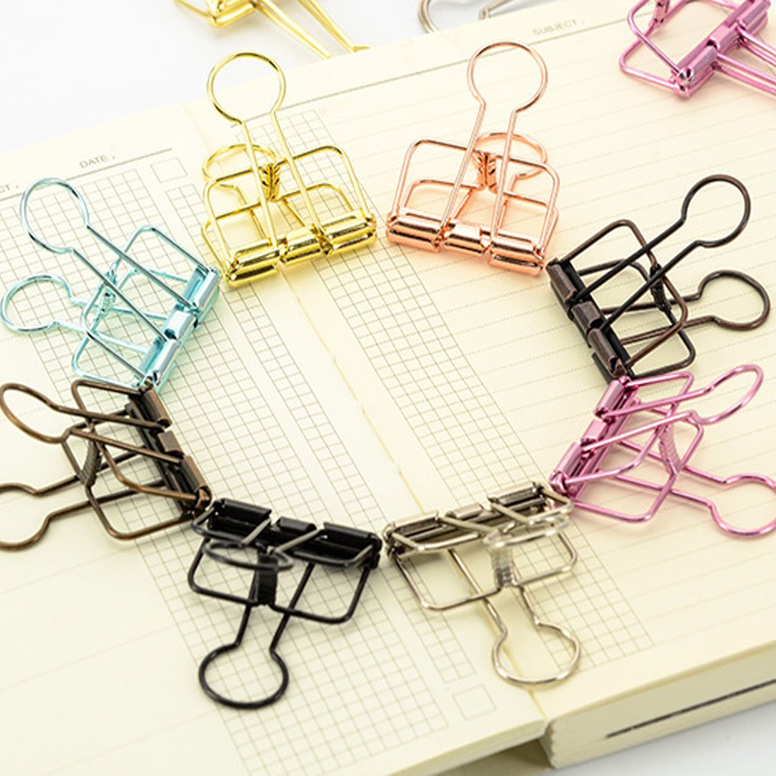 Hollow Out Paper Binder Clip Invoice Bill Clip Office Supplies Pack of 20 (S, Bronze)
