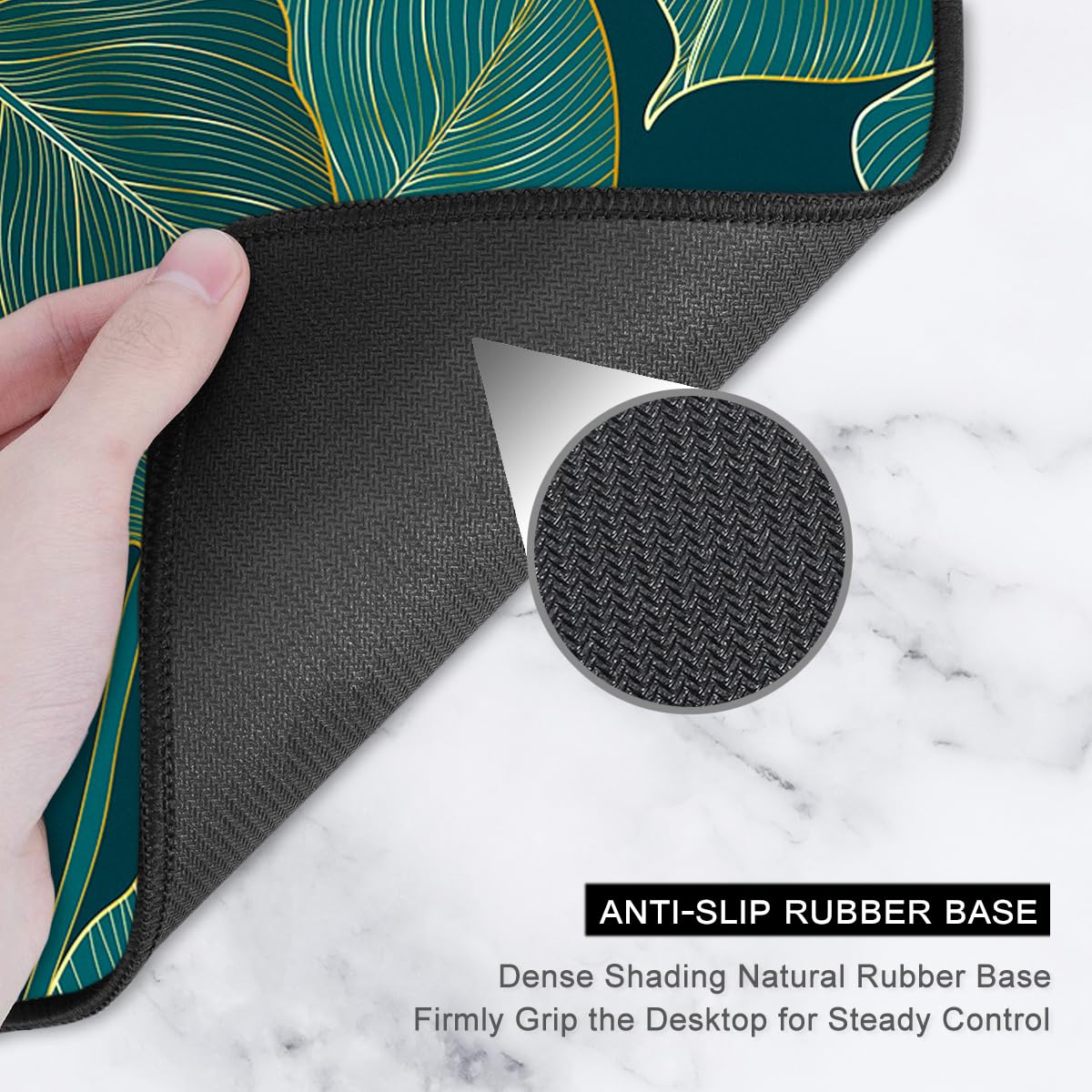 Auhoahsil Desk Mat, Ultra Large Mouse Pad, XXL Gaming Mousepad, Green Tropical Leaves Deskpad, Big