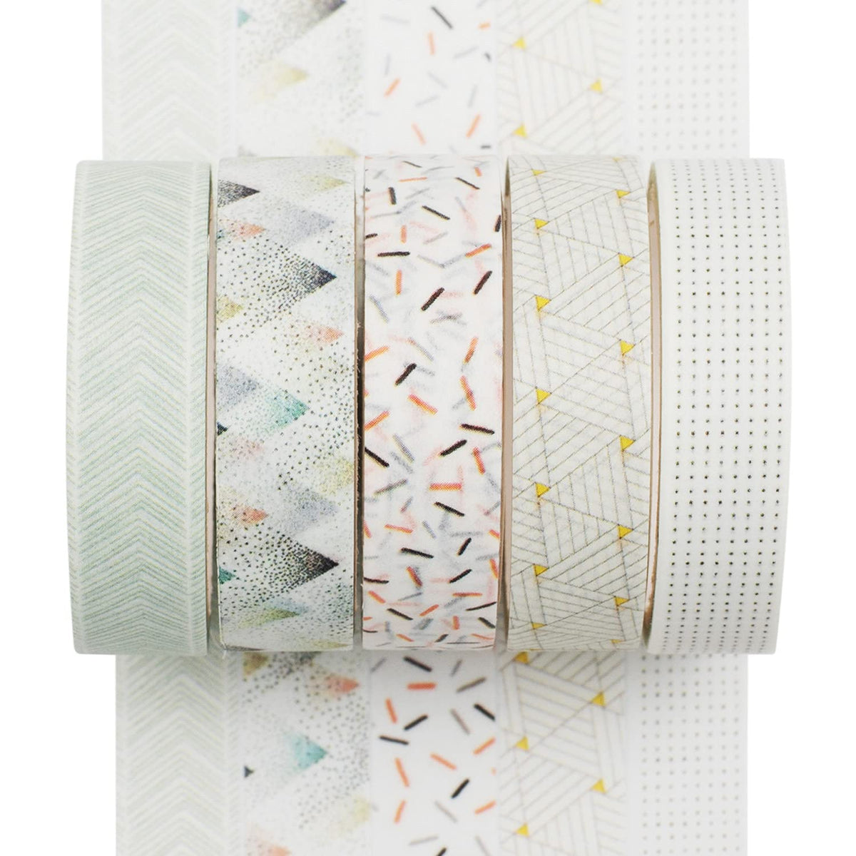 YUBX 5 Rolls Washi Tape Set Creative Basic Skinny Decorative Tapes for Arts, DIY Crafts, Journals