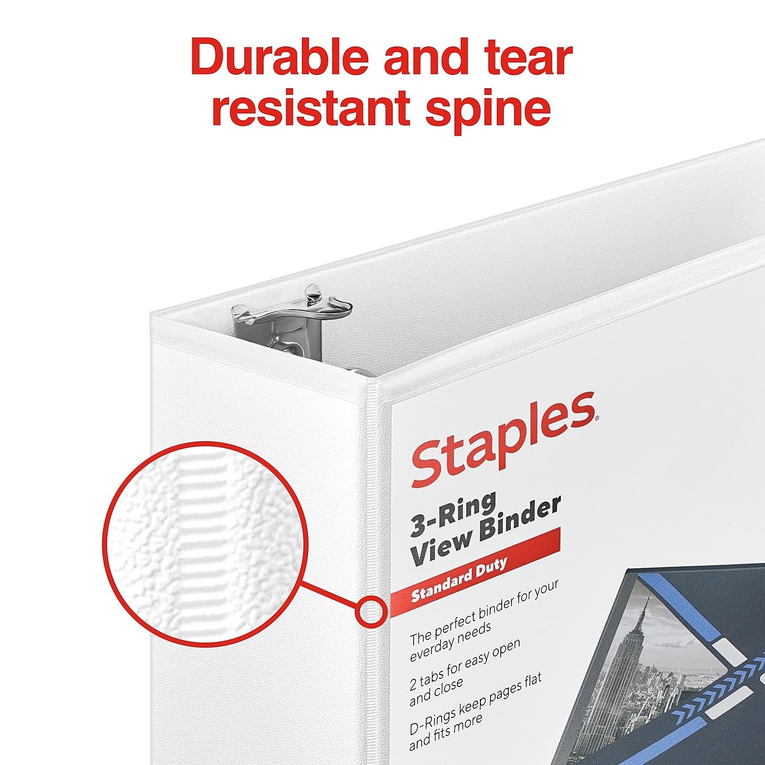 Staples 3-Inch D-Ring View Binder, White, 600 Sheets