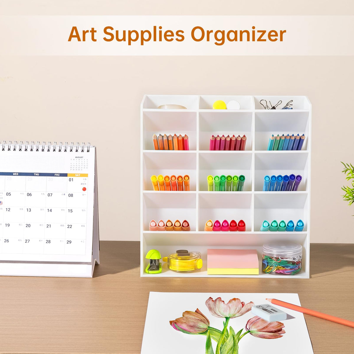 BEYGORM Acrylic Vertical Marker Organizer for 150 Markers, Desk Orgaizer