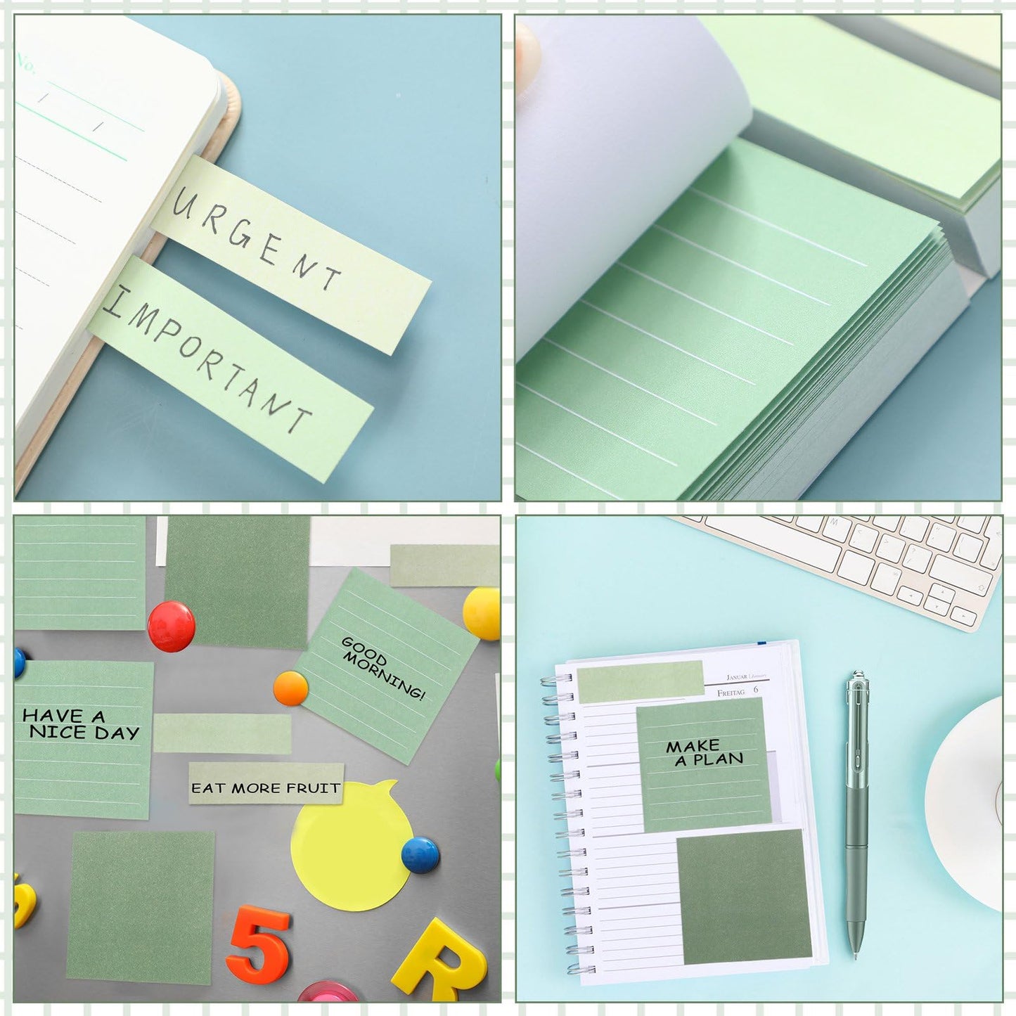 Resurhang 6 Green Pens Set 0.5 mm Fine Point Correction Tape Notes, Green