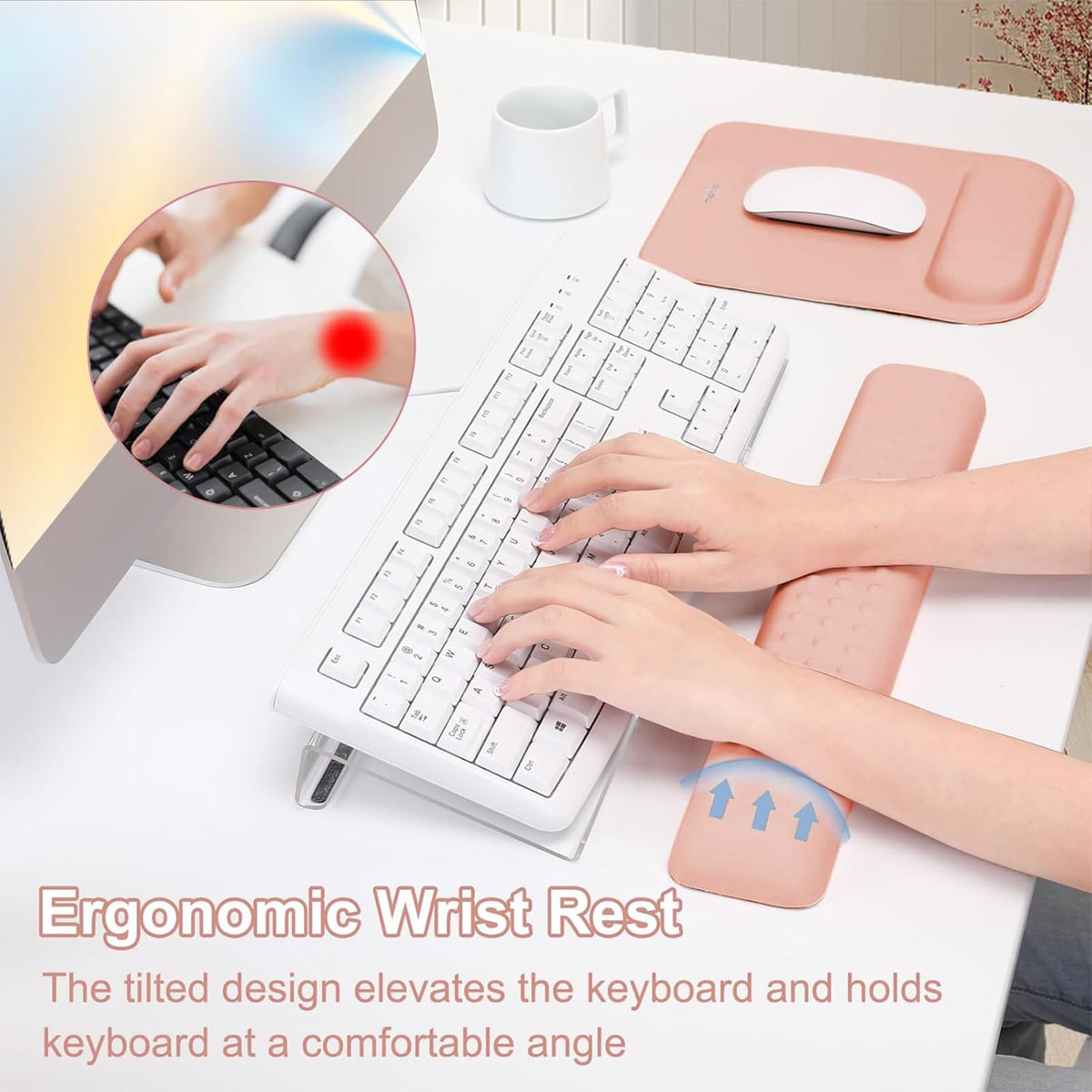 MOSISO Keyboard Stand&Wrist Rest Support for Keyboard &Mouse Pad Set