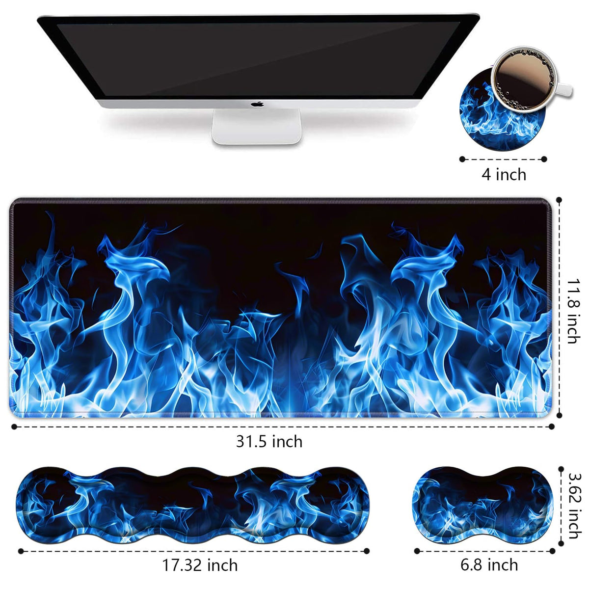 Ergonomic Keyboard Wrist Rest and Mouse Pad Wrist Rest Set, Large XXL Gaming Mousepad 31.5"x 11.8"