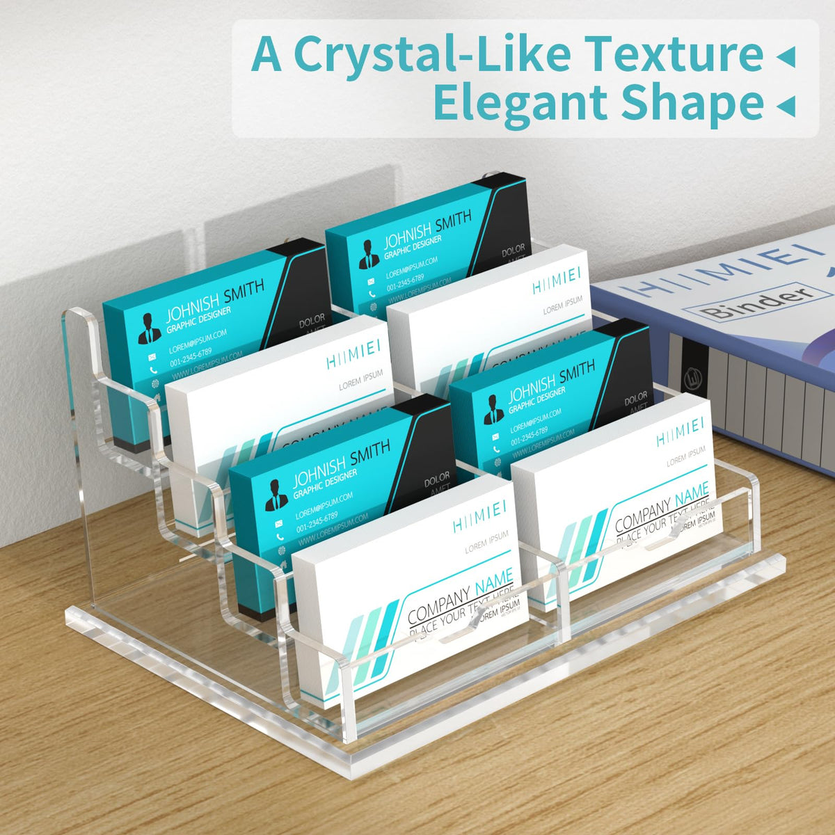 HIIMIEI Acrylic Business Card Display, Multiple Card Holder for Office, Home, Restaurant - 8 Slot