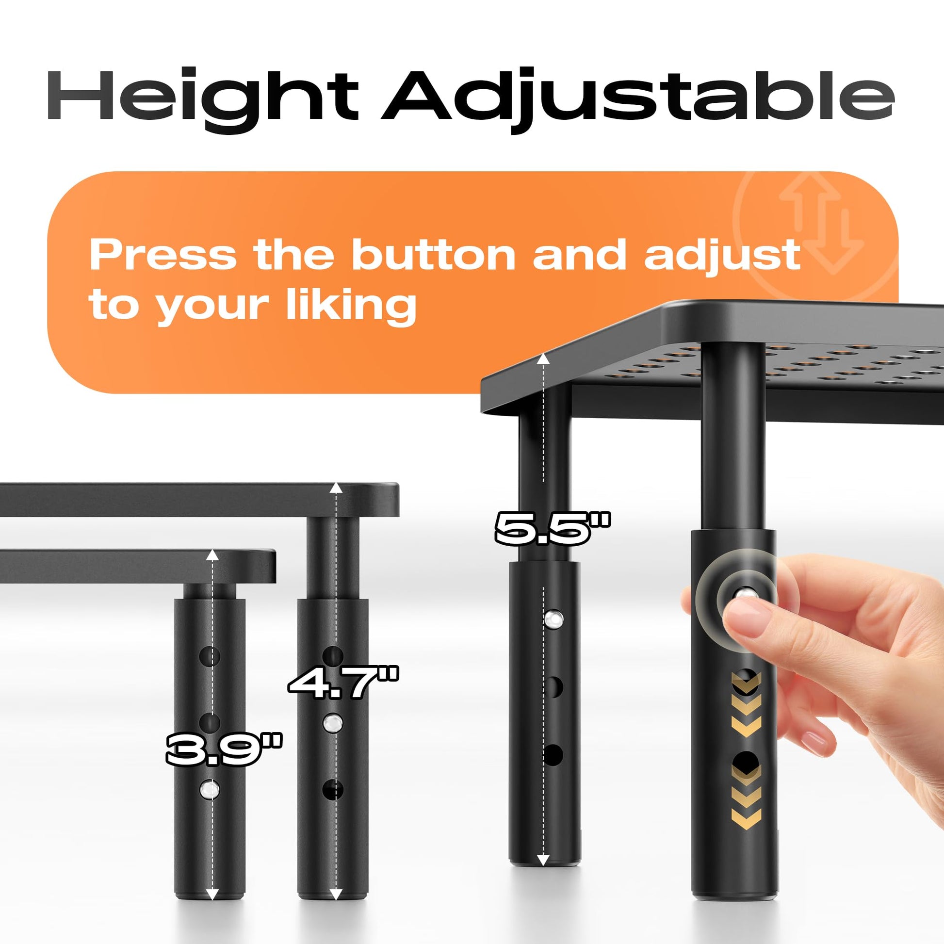 Canyora Computer Monitor Stand Riser for Desk, 3 Height Adjustable PC Laptop TV Desktop Monitor