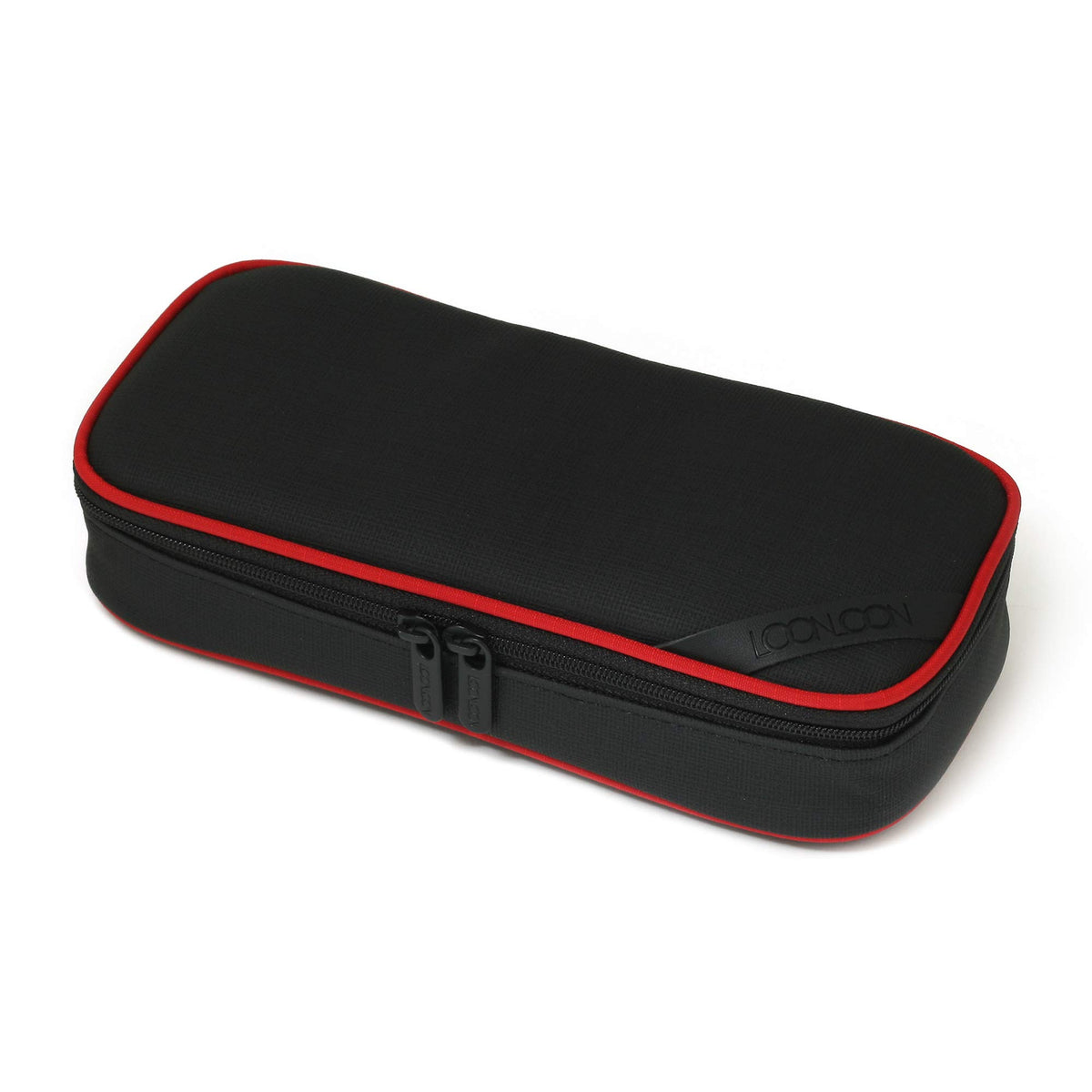 LOONLOON 660 Rainy PU Leather Pencil Case, Two-Tier Pen Pouch, Black