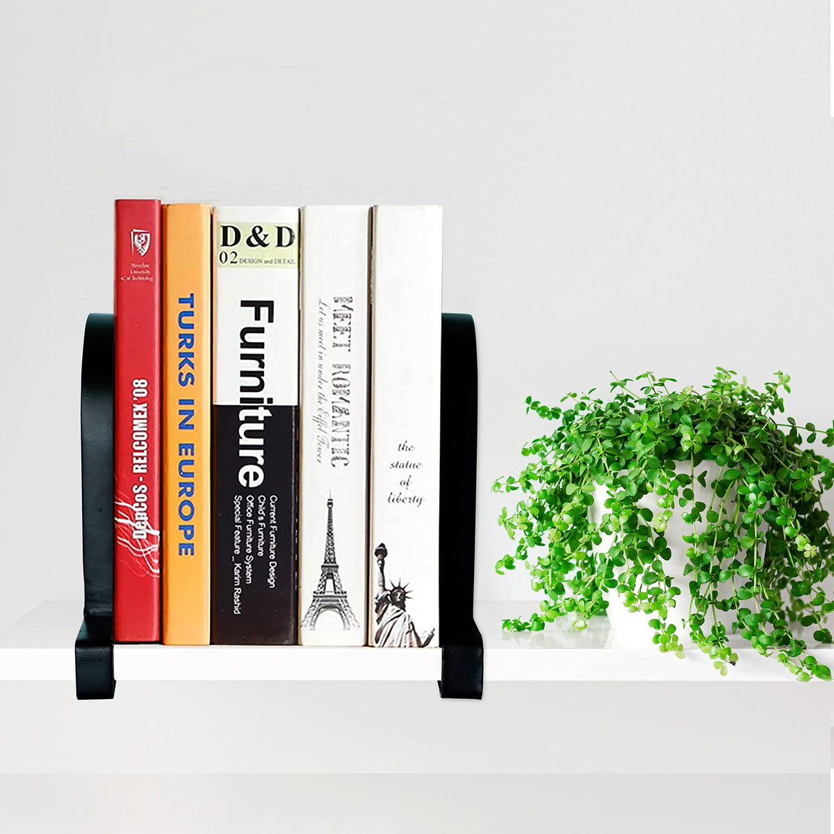 Book Ends for Shelves: Black Metal Book Ends, Heavy Duty Bookend Supports for Shelves, Non-Skid