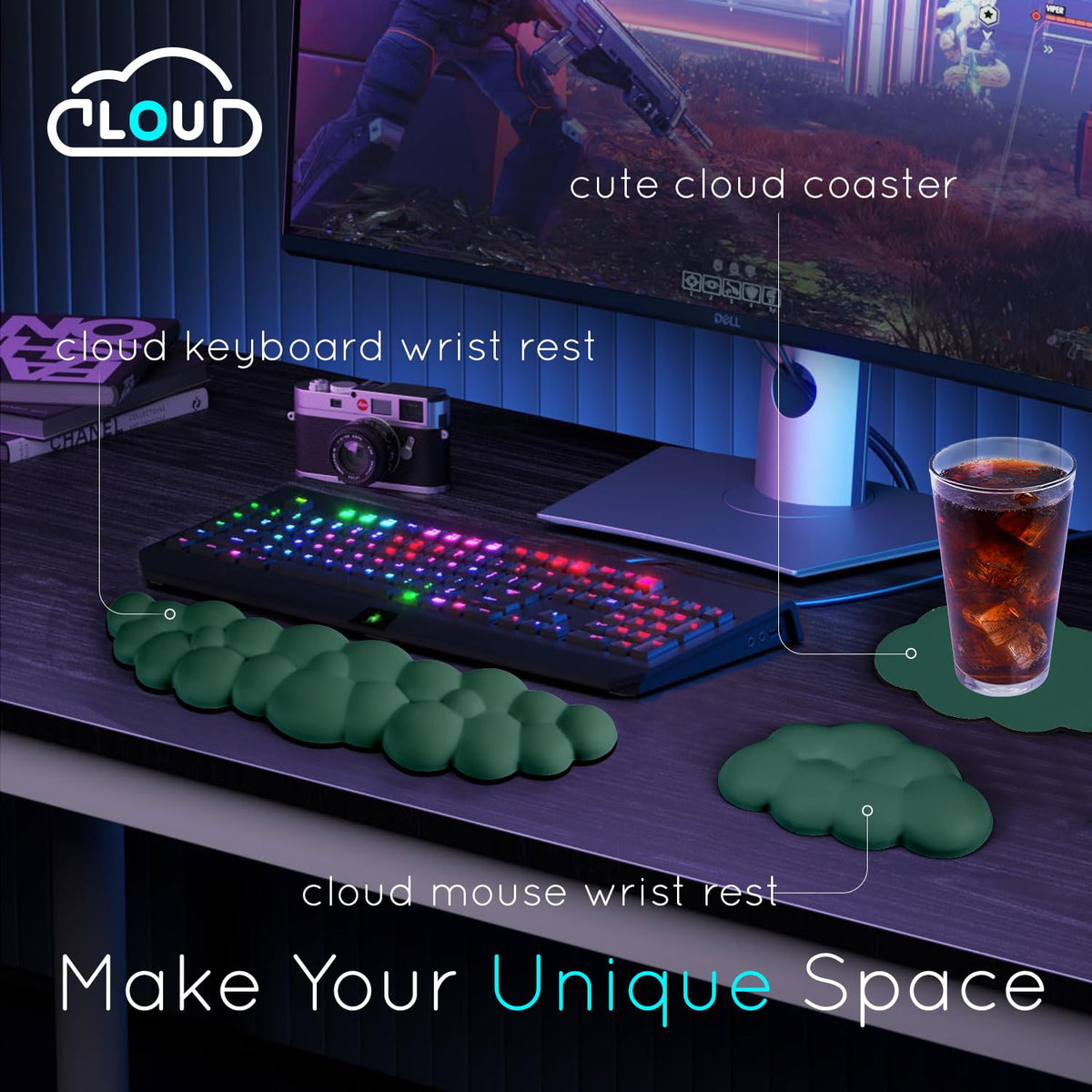 Cloud Wrist Rest for Computer Keyboard Arm Wrist Rest with Non-Slip Base Extended Wrist Rest