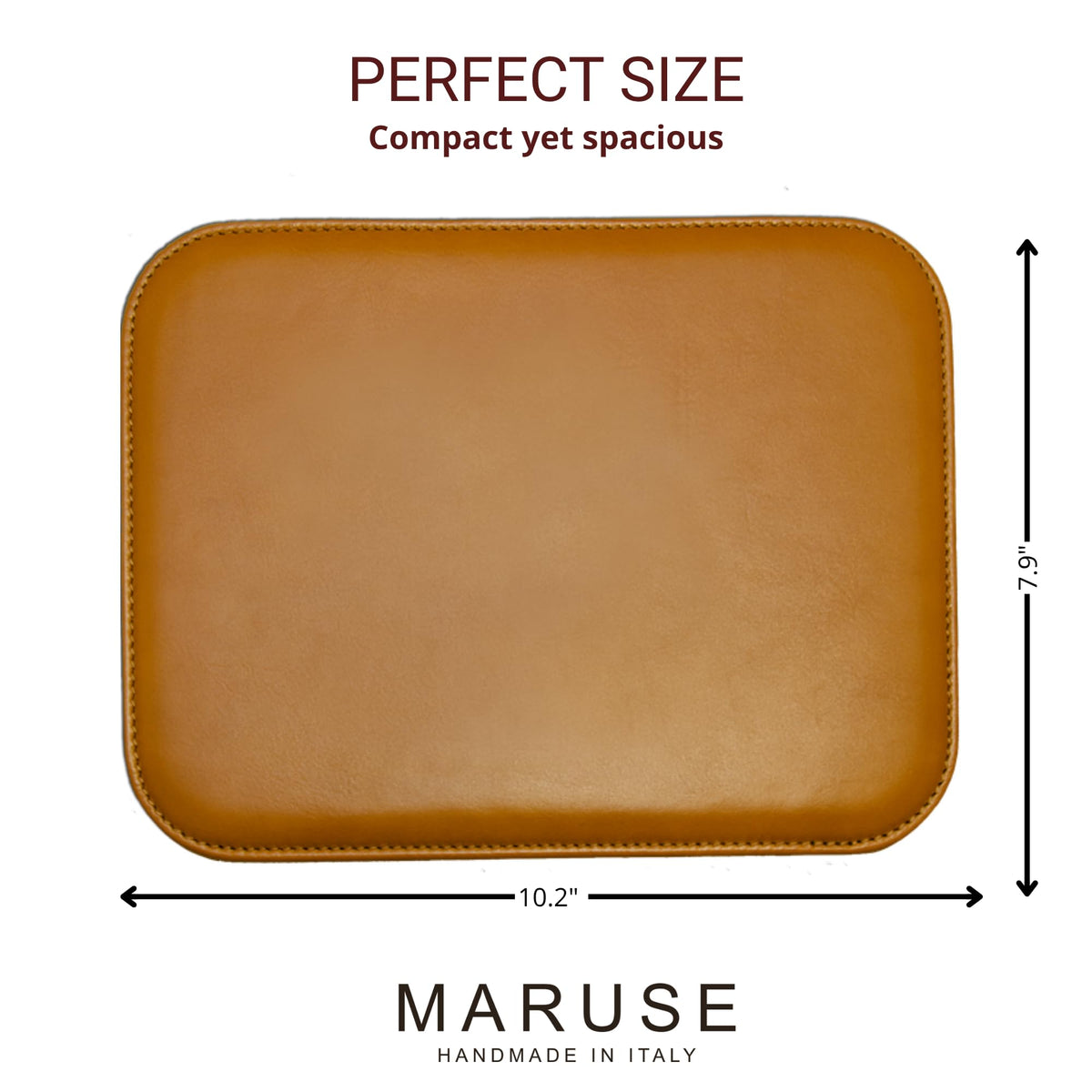 Maruse Italian Leather Mouse Pad for Home or Office Desktop, Handmade in Italy, Honey