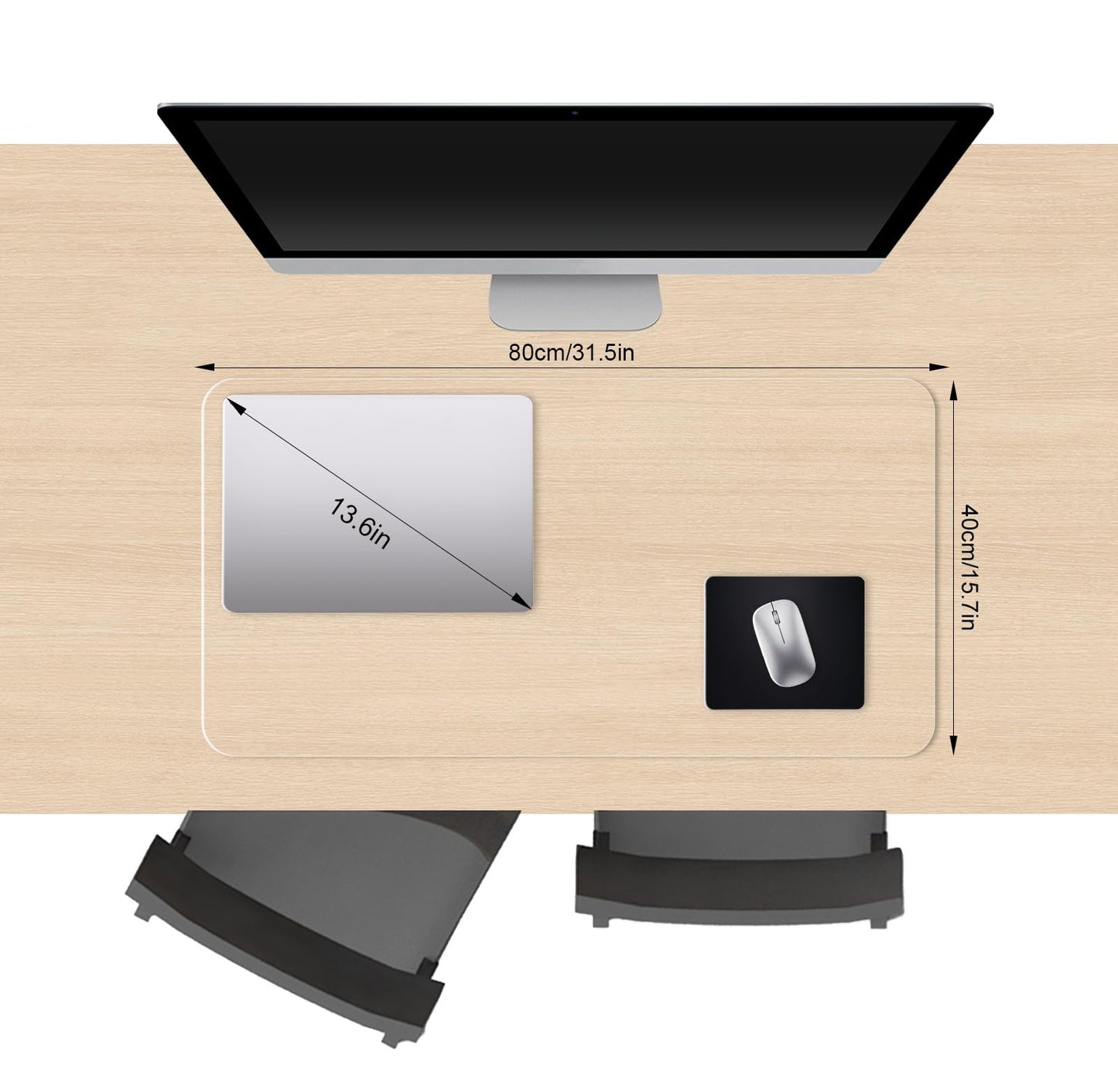 LBJFYHJN Clear Desk Mat, Non-Slip PVC Desk Protector Mat (31.5''*15.7'')
