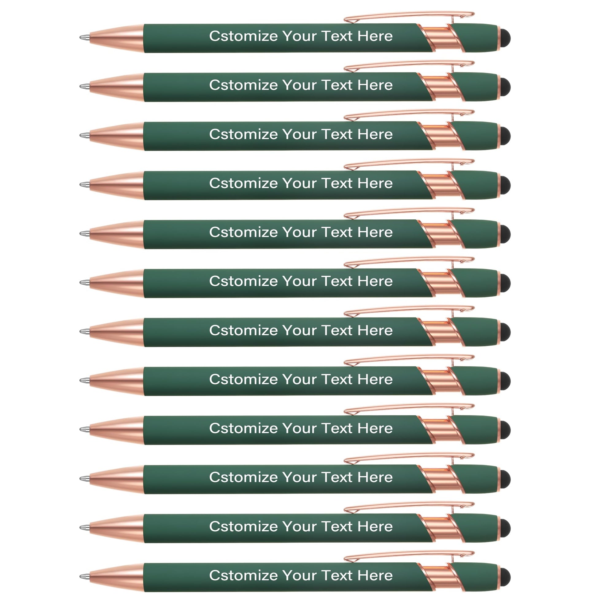 Kingluu 12 Pcs Personalized Ballpoint Pens with Stylus Tip,Free Engraving Black Ink Customized Pen