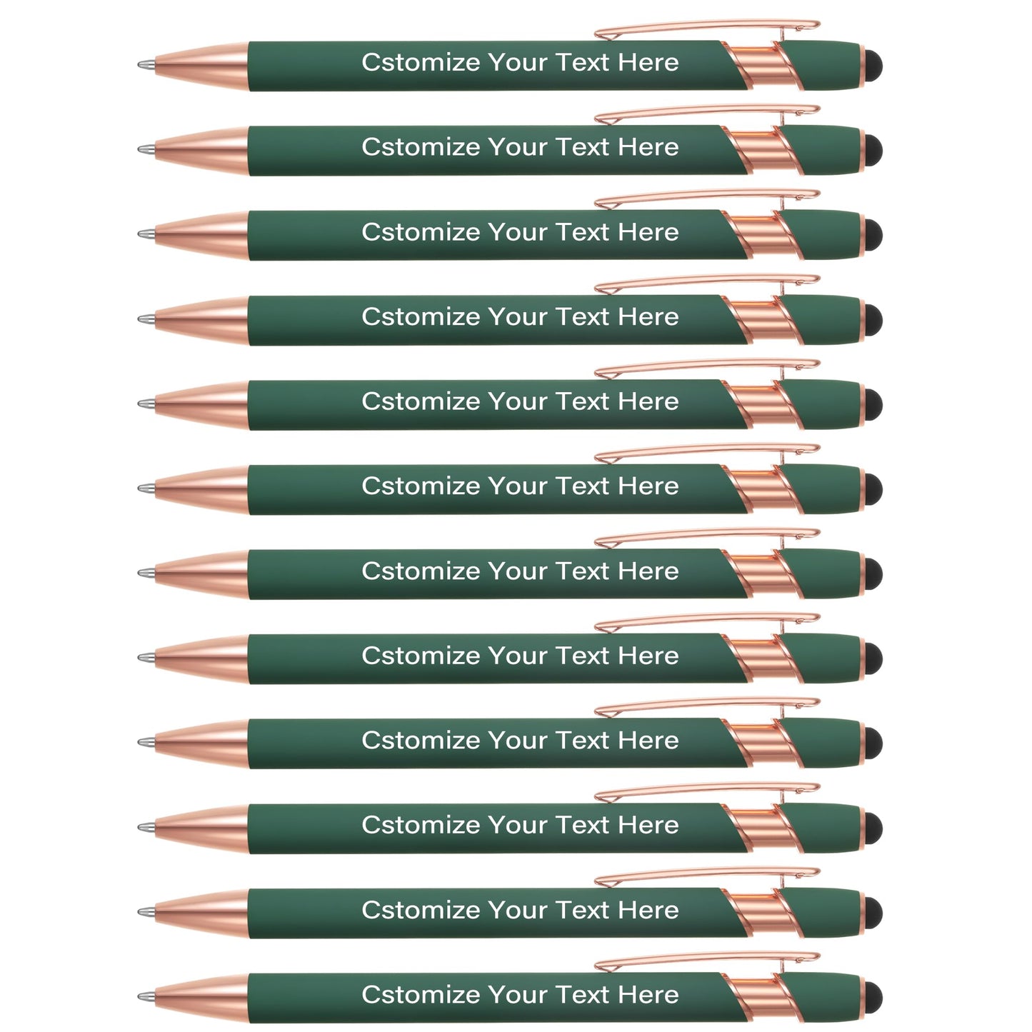 Kingluu 24 Pcs Personalized Ballpoint Pens with Stylus Tip,Free Engraving Black Ink Customized Pen