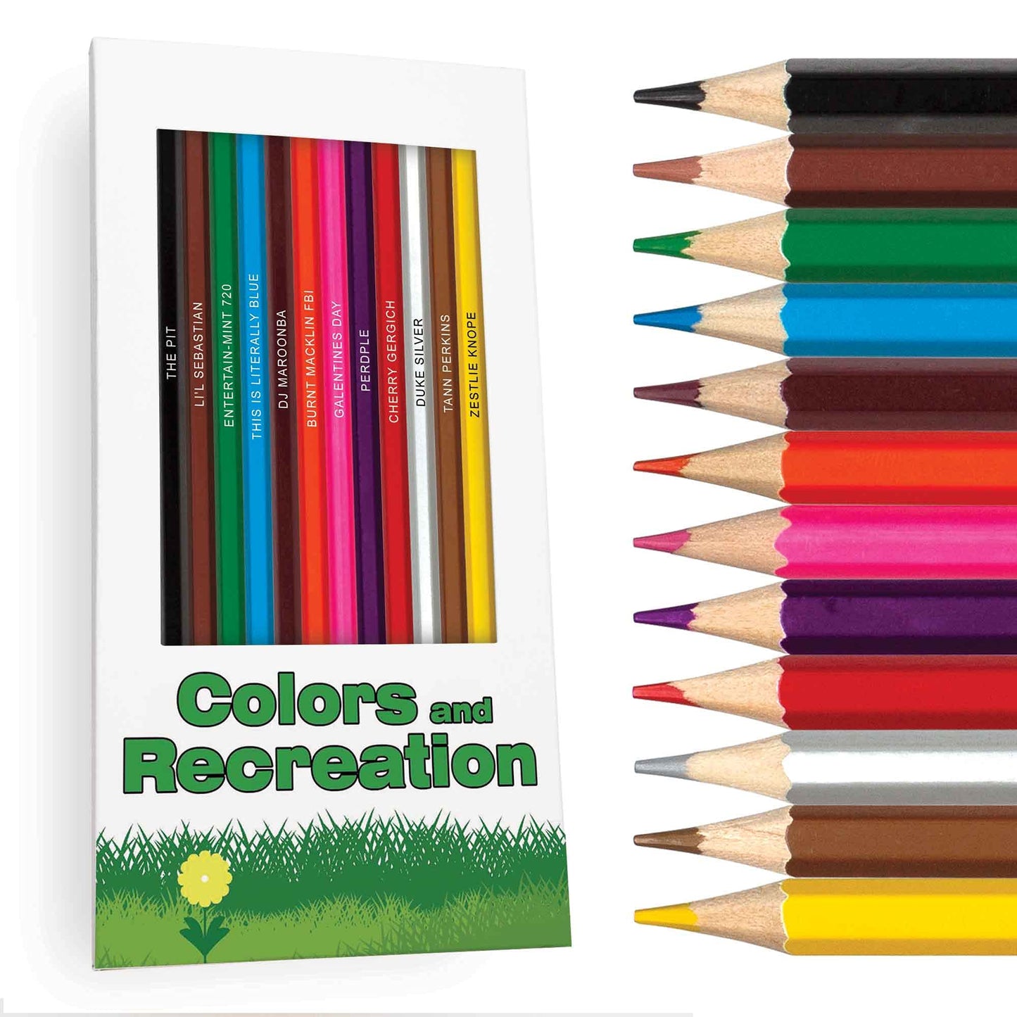 Pun Labs Colors & Recreation-Themed Colored Pencil Set for Fans of Parks & Rec | Set of 12 Parody