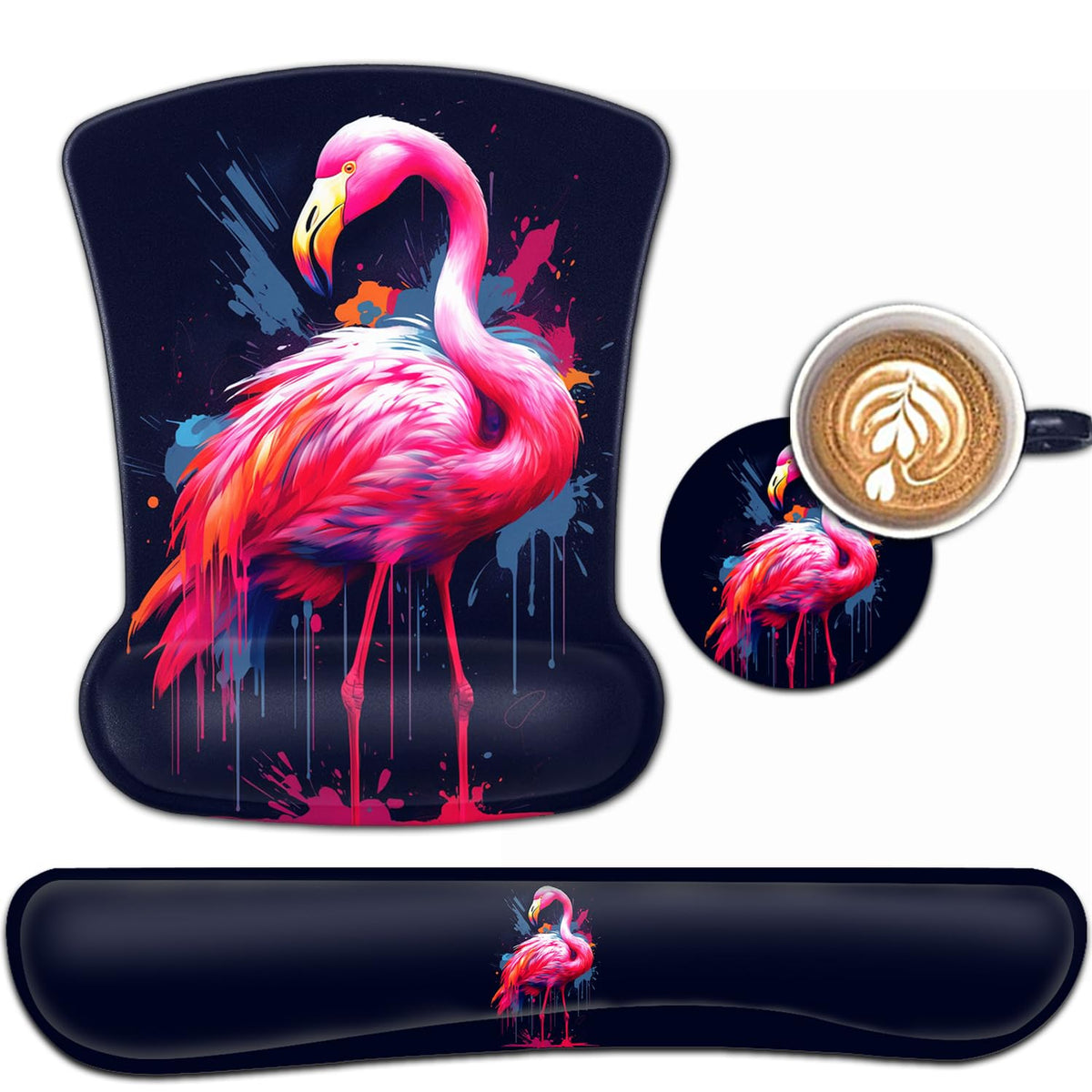 Keyboard and Mouse Pad Wrist Rest Support Set, Ergonomic Gel With Non-Slip Base for Home Office