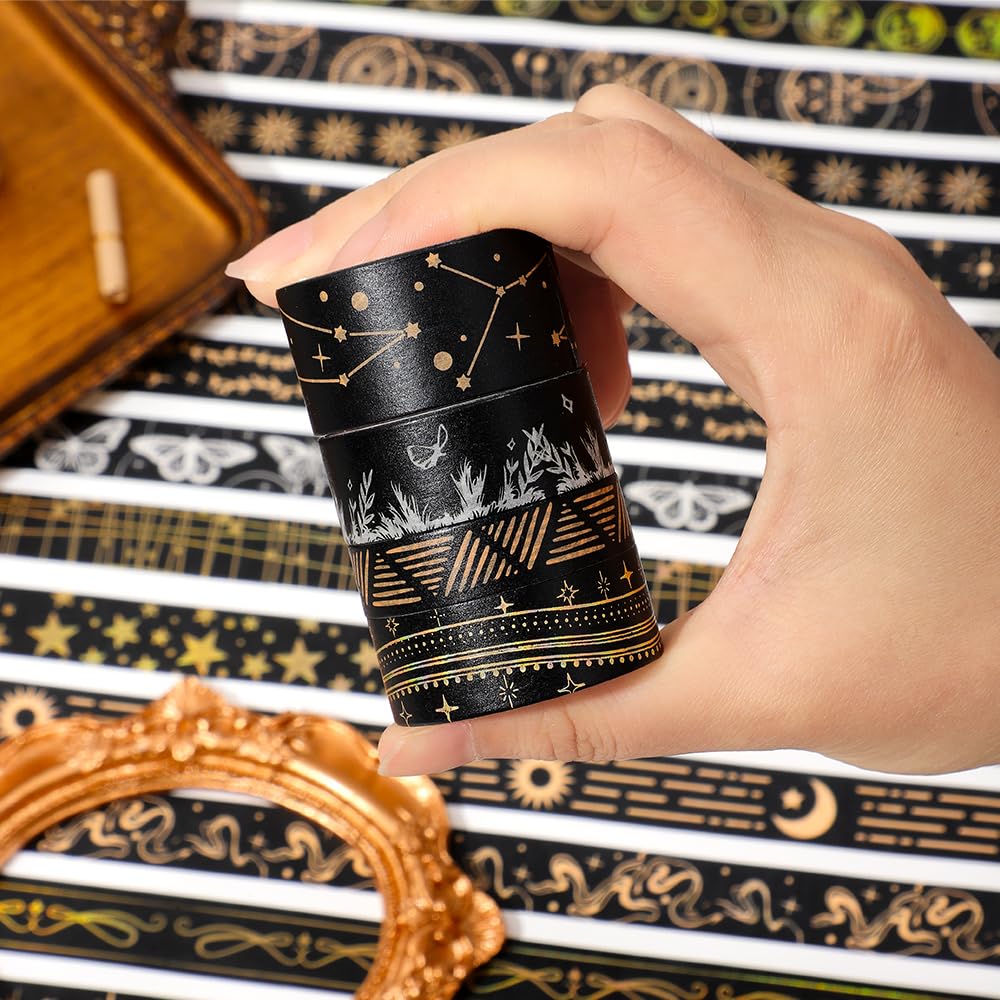 icceemee 36 Rolls Starry Theme Washi Tape Set with Celestial Patterns - Writeable Decorative Tapes