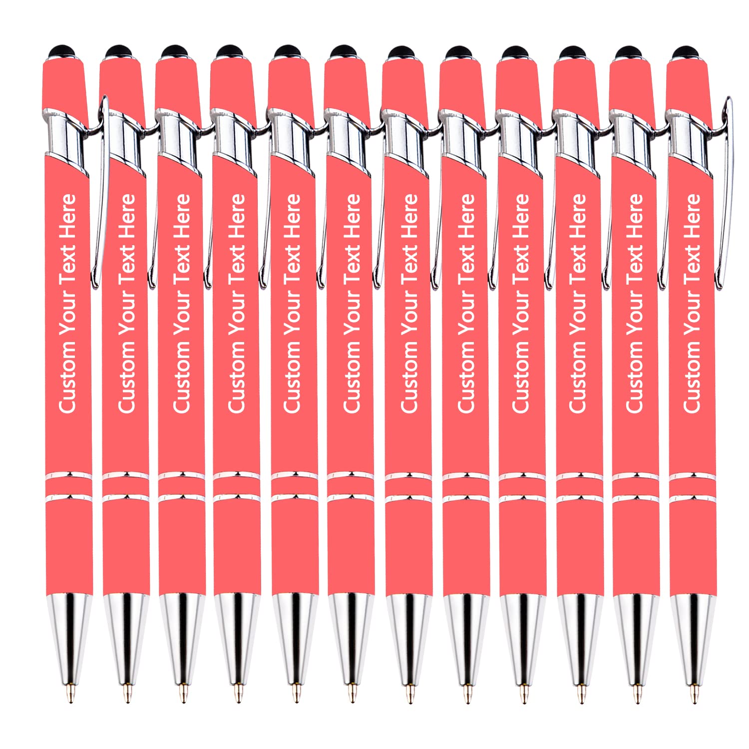 KOLOWKO Personalized 2-in-1 Ballpoint Pen & Stylus - Custom Text/Name/Message - Bulk Order Up to