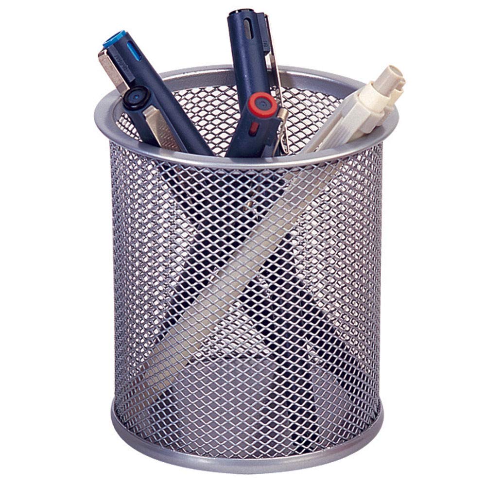 Q-CONNECT jar round pencil, mesh design, silver color