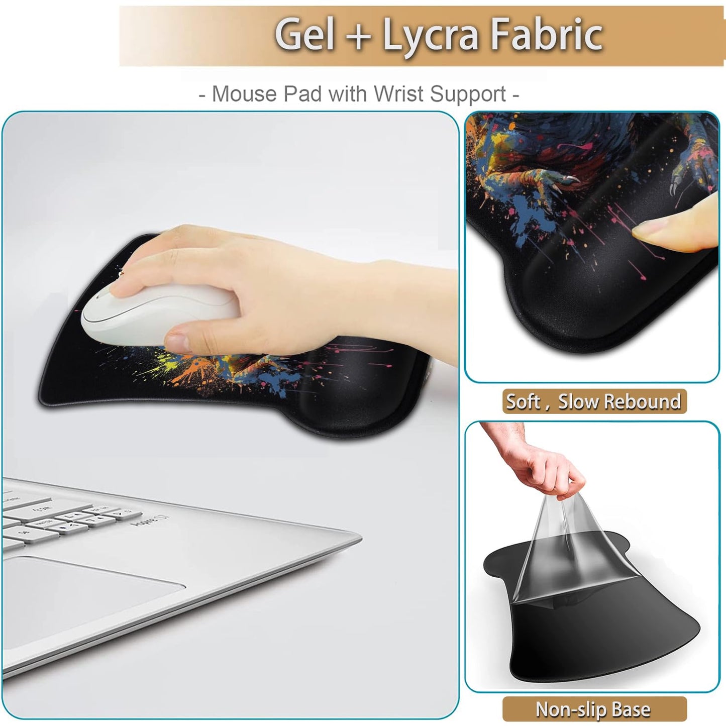 Keyboard Wrist Rest and Mouse Pad Wrist Support Set, Ergonomic Gel Mouse Pad Wrist Rest with