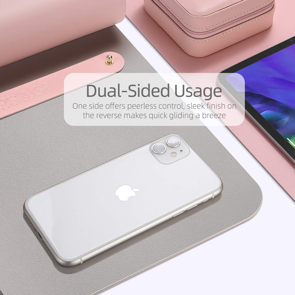 YSAGi Multifunctional Office Desk Pad, Ultra Thin Waterproof PU Leather Desk Mat, Dual Use Desk