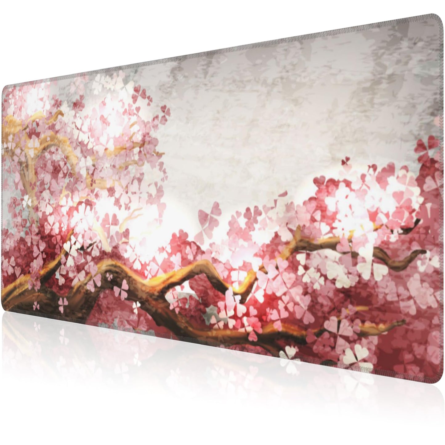 Mouse Pad, Large Blooming Sakura Desk Mat, Extended Non-Slip Gaming Keyboard Mousepad Desk Pad