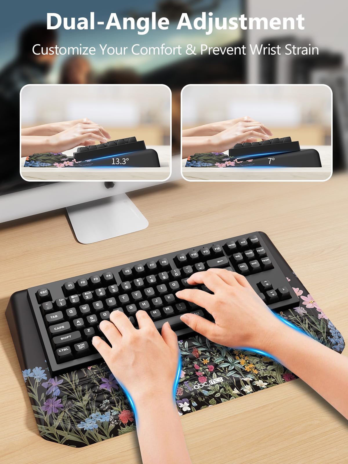 2-in-1 Ergonomic Keyboard Stand with Wrist Rest, Flower