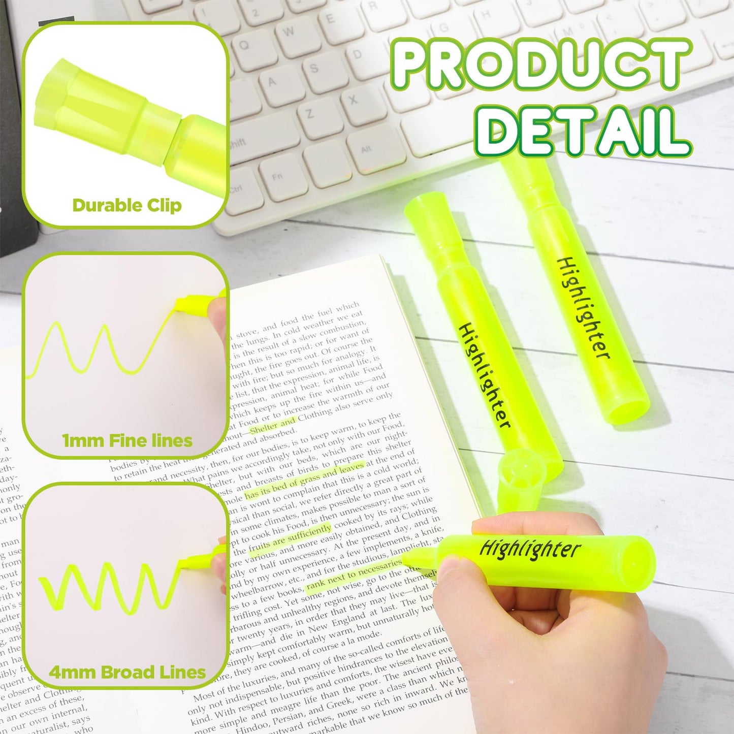 Qilery 30 Pack Tank Highlighters Bulk, Chisel Tip Markers,Yellow