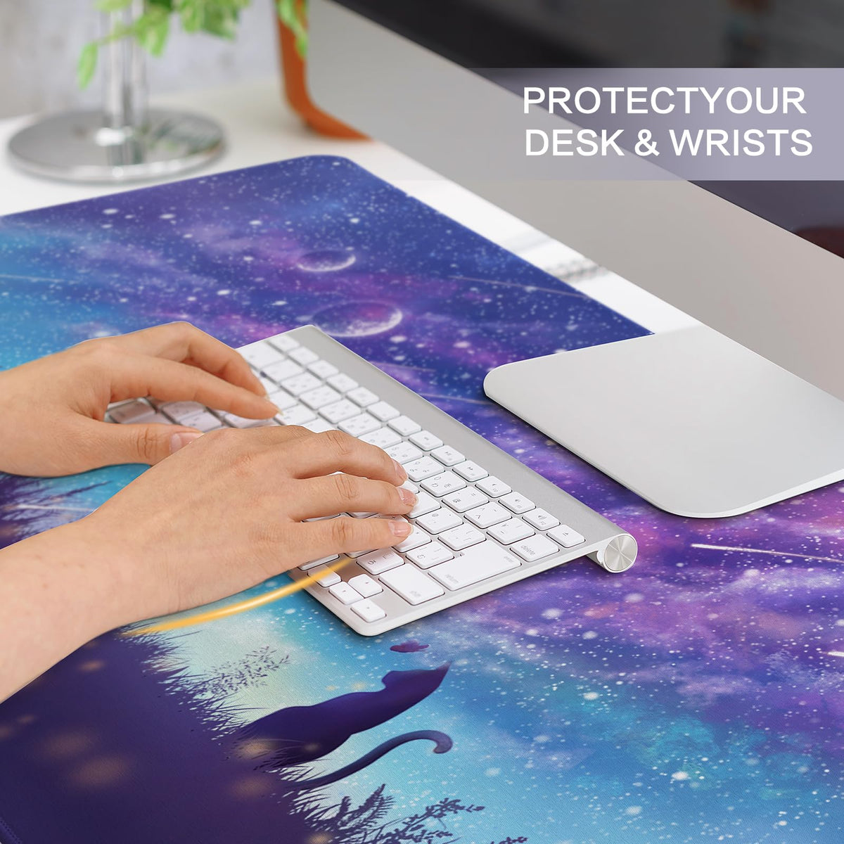 Lokigo Gaming Mouse Pad, Large Mouse Pad for Desk, Desk Mat Extended Mousepad, Cute Purple DeskPad