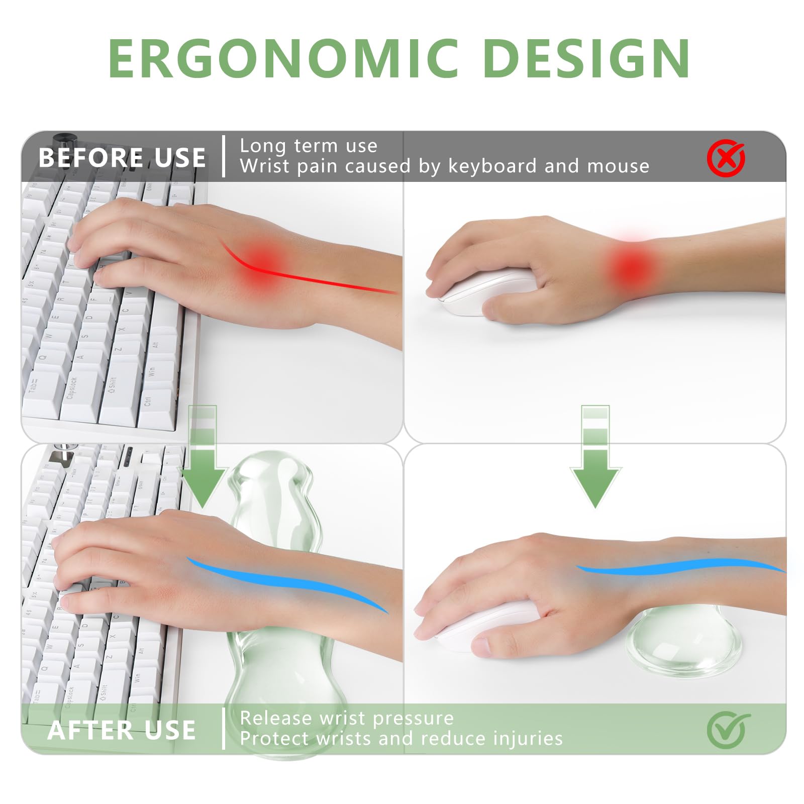 Gel Keyboard and Mouse Wrist Rest, Cute Wrist Support and Arm Support Keyboard Rest for Keyboard