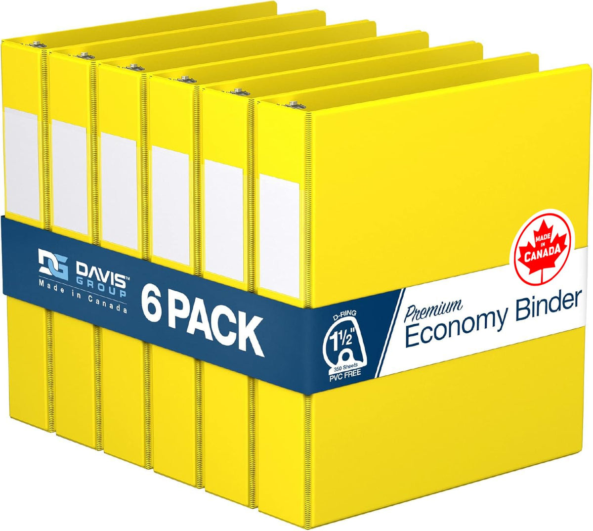 Premium Economy 6-Pack 3-Ring Binders for School or Office, D-Ring Binders, 1.5 Inch, Yellow