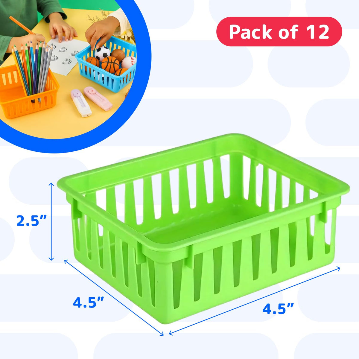 PREXTEX Classroom Storage Baskets - Crayon & Pencil Container - Classroom Organization - Multicolor