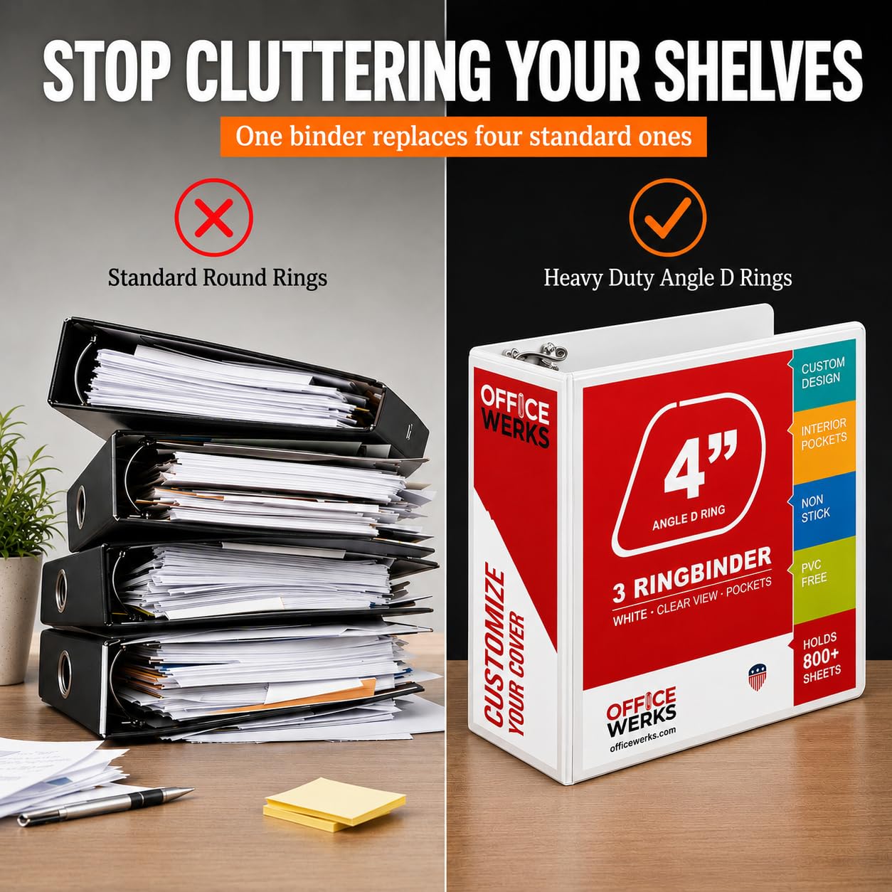 3 Ring Binder, Professional Angle D Ring 4 Inch, Presentation Folder for Standard Pages 8.5 x 11