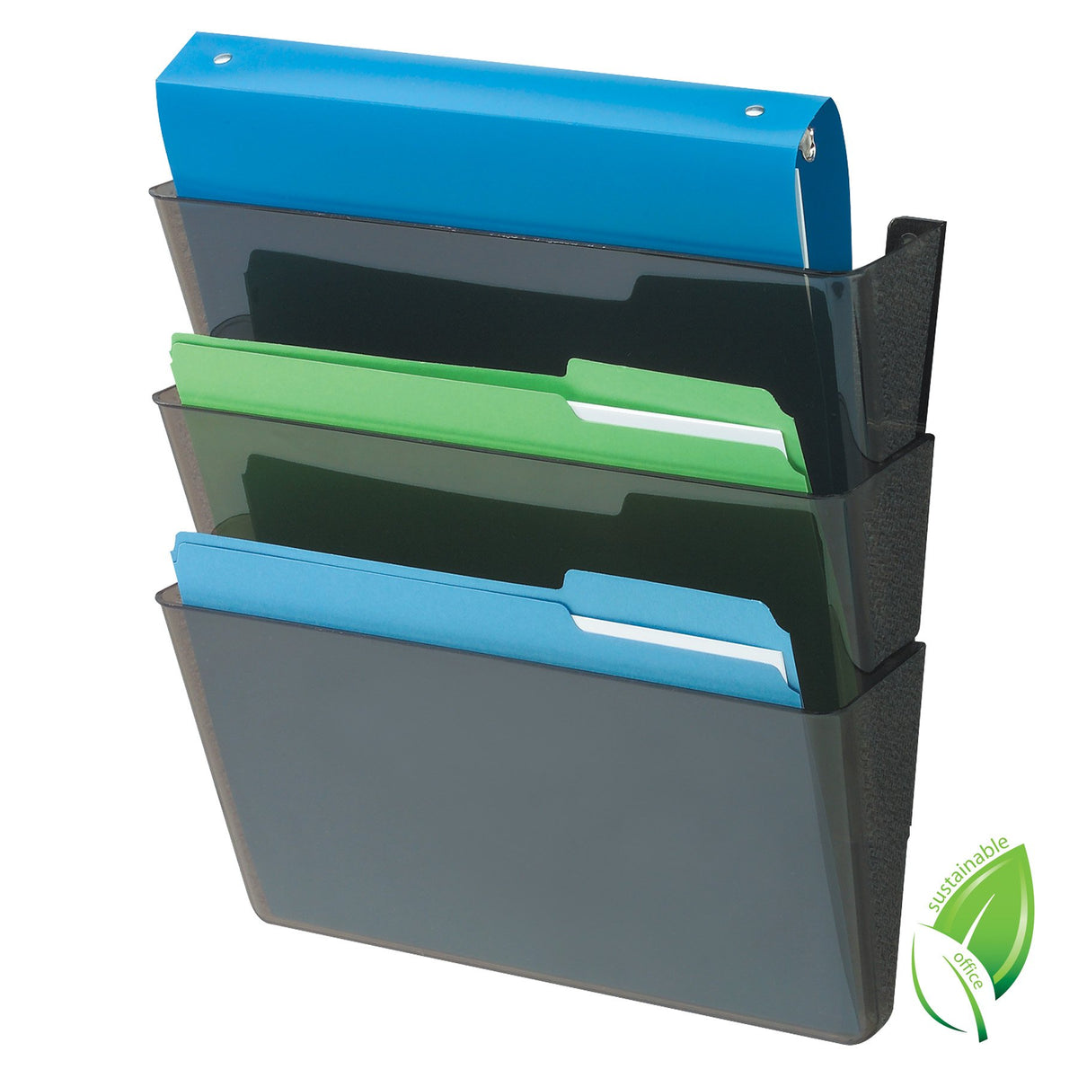 Deflecto EZ Link Sustainable DocuPocket® - 3 Pockets - Letter - Black - Recycled (93604-AMZ)