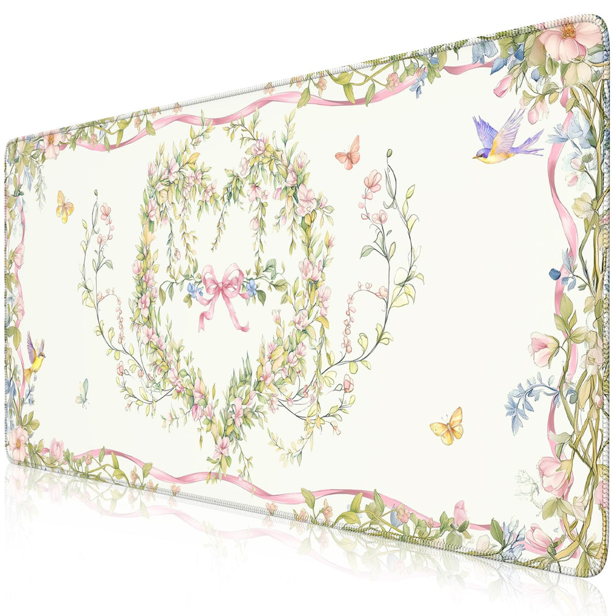HAOCOO Pink Heart Desk Protector, 35.4" x 15.7" Table Mat for Home Office