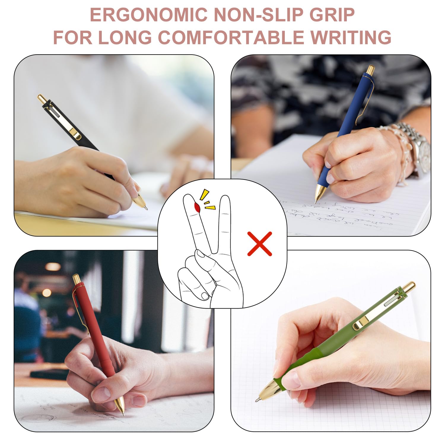 Linbsunne Ballpoint Pens Black Medium Point 1mm Pen with Super Soft Grip Ball Point Pen for Men