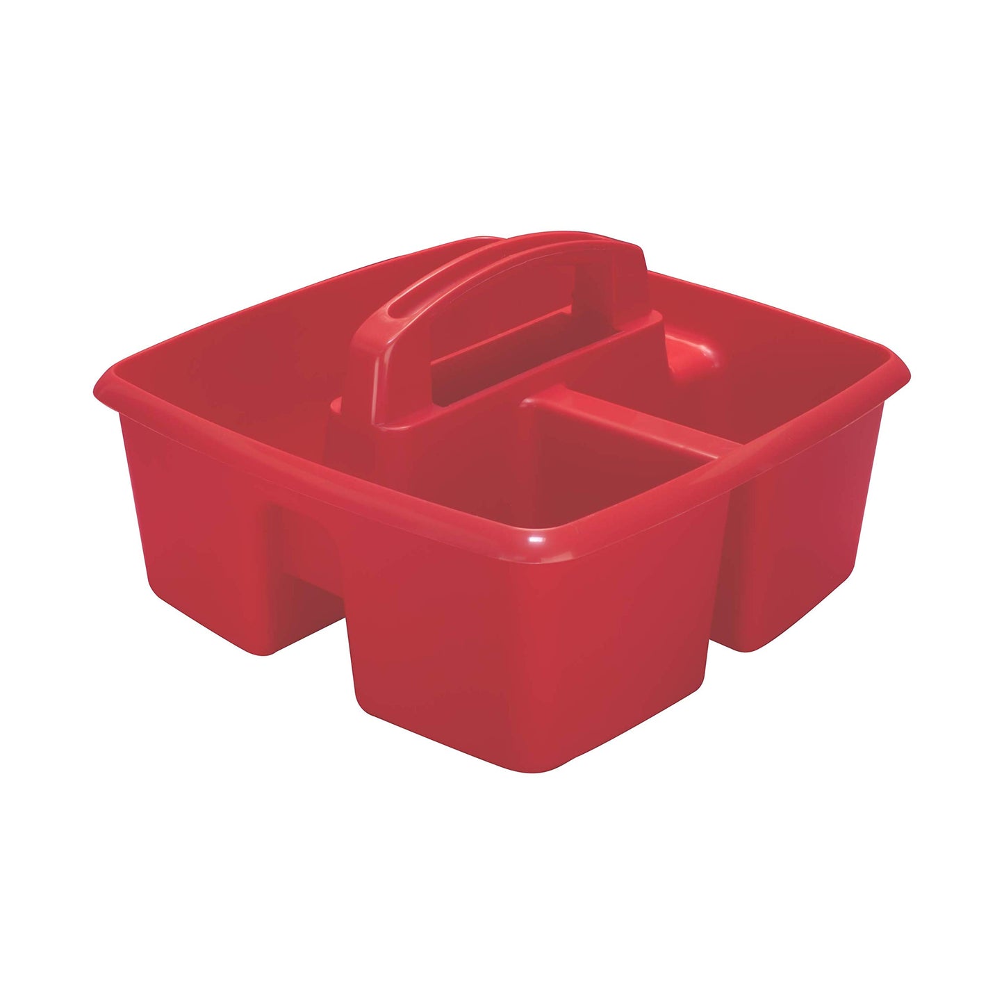Storex 3-Compartment Small Caddy – Multipurpose Classroom Organizer with Handle, Red, 5-Pack