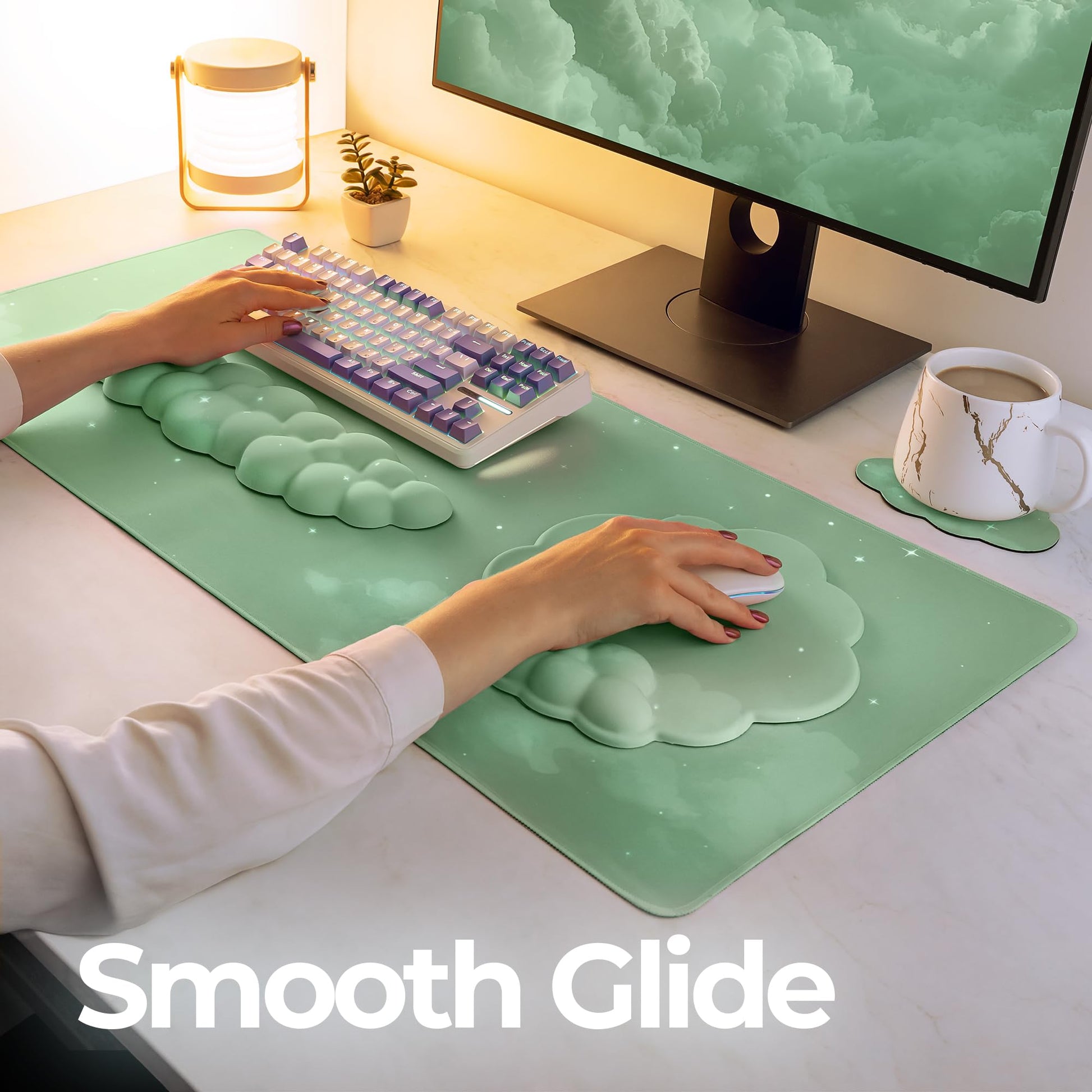 TheTrulyCharter- Cloud Wrist Rest Keyboard, Mouse Pad, Wrist Rest for Computer Keyboard, Cloud