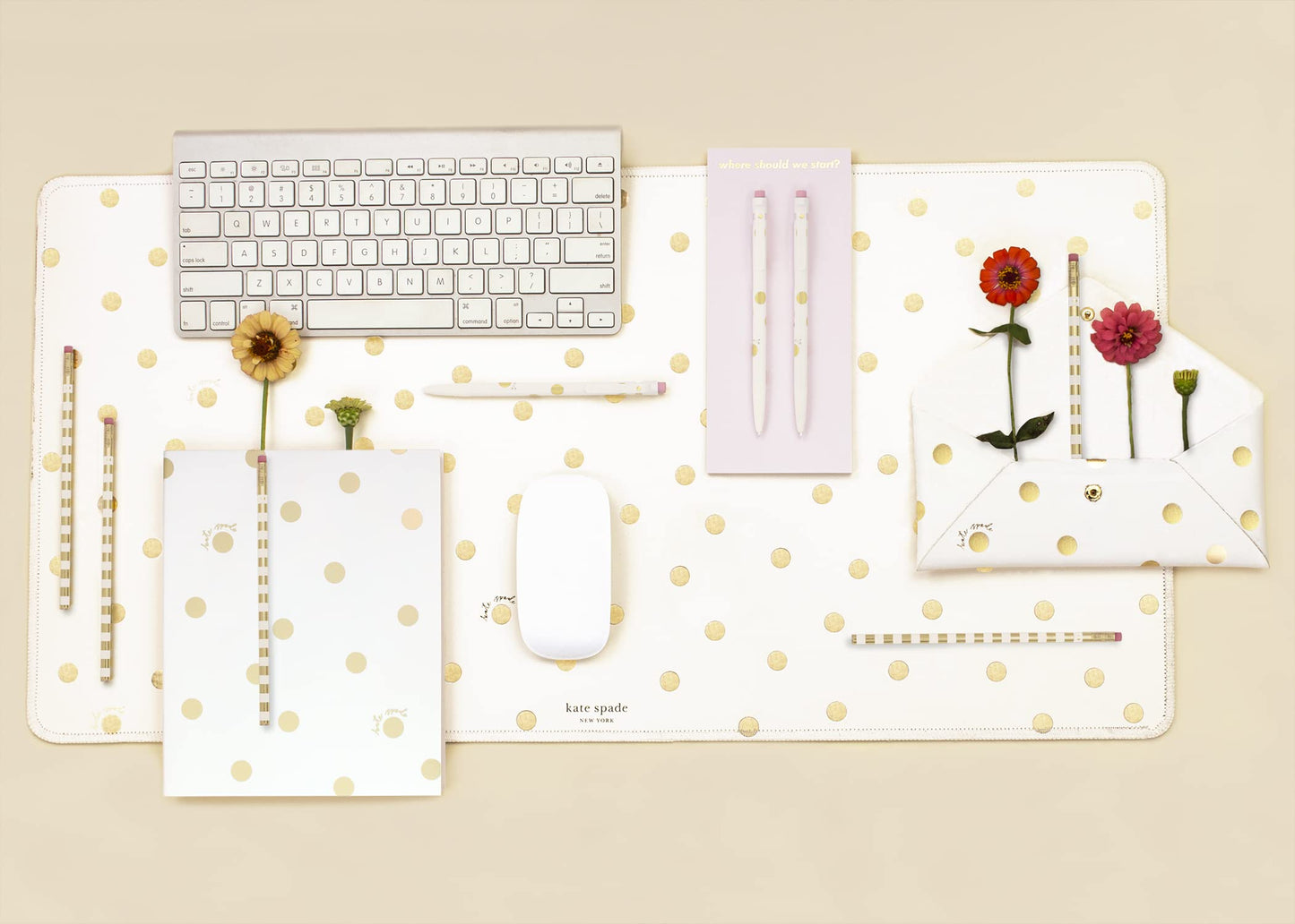 kate spade new york Leatherette Desk Pad, Gold Dot