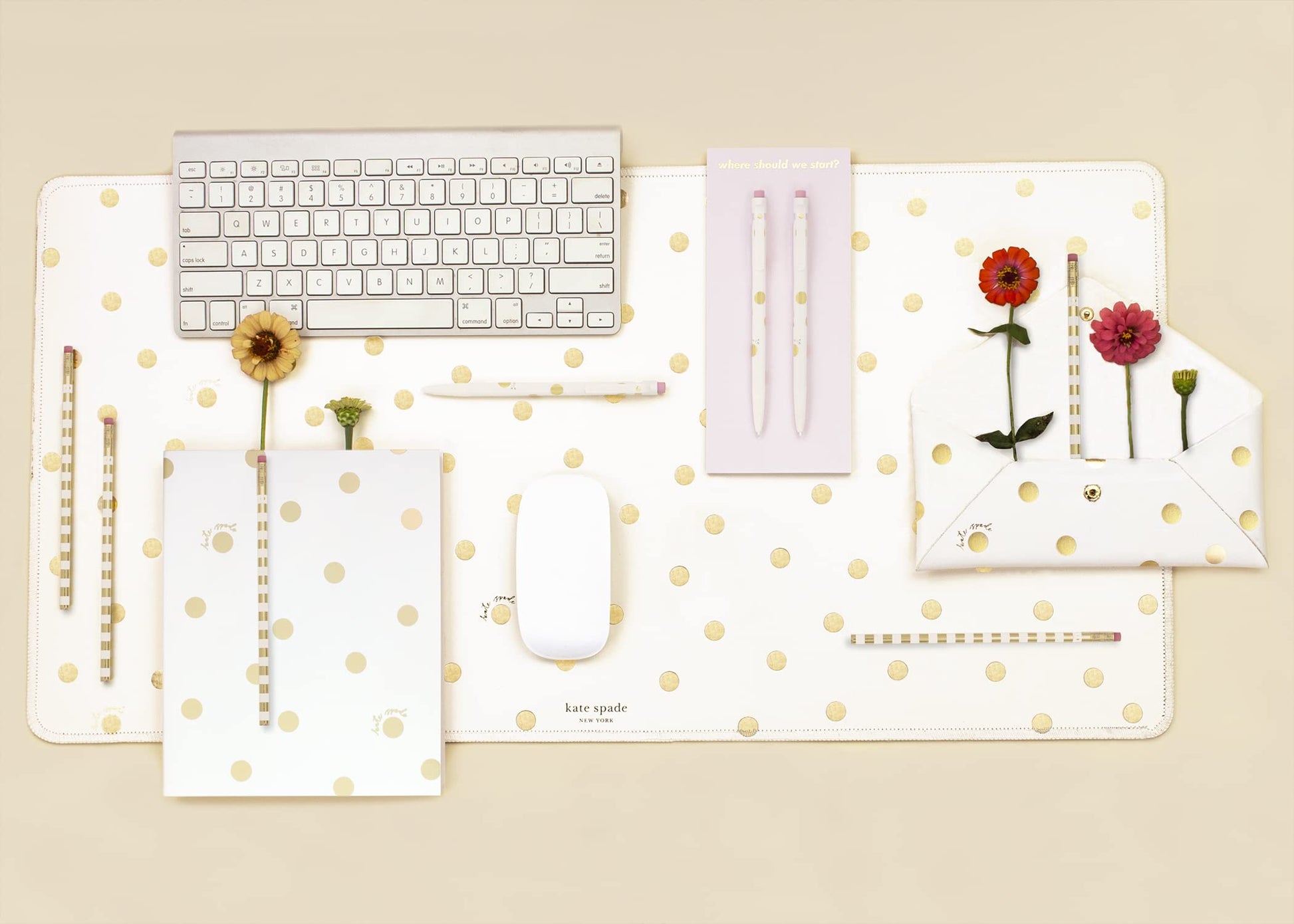 kate spade new york Leatherette Desk Pad, Gold Dot