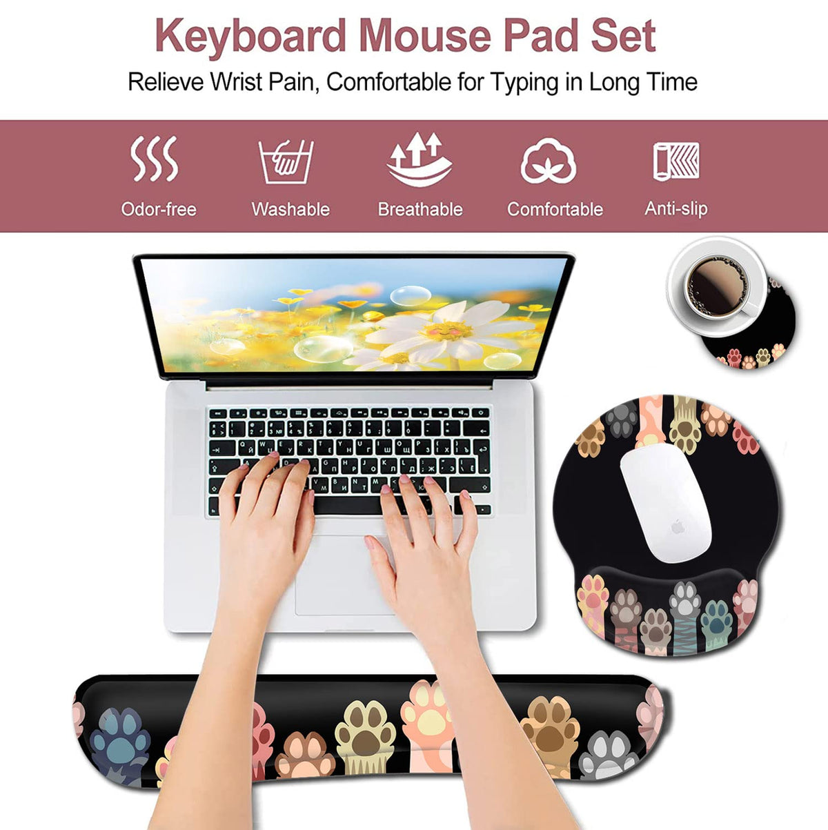 Ergonomic Mouse Pad with Wrist Support Gel Mouse Pad, Non-Slip Laptop Computer Keyboard Mousepad