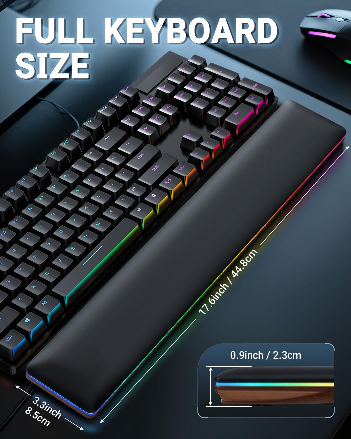ASFSKY RGB Keyboard Wrist Rest, Wooden Wrist Rest for Computer Keyboards